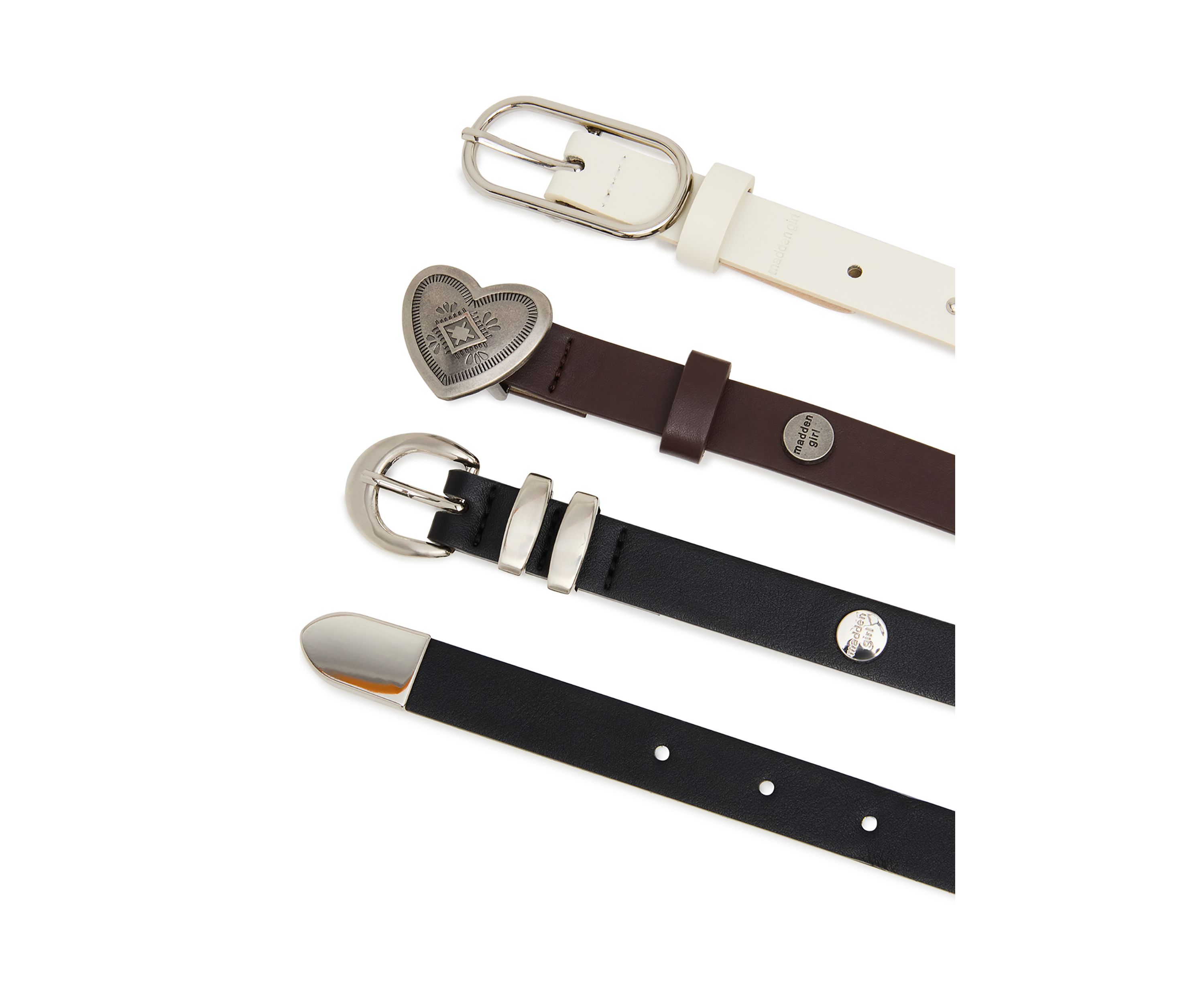 3 for 1 Double Keeper Oval Buckle and Western Heart Buckle Belt Set