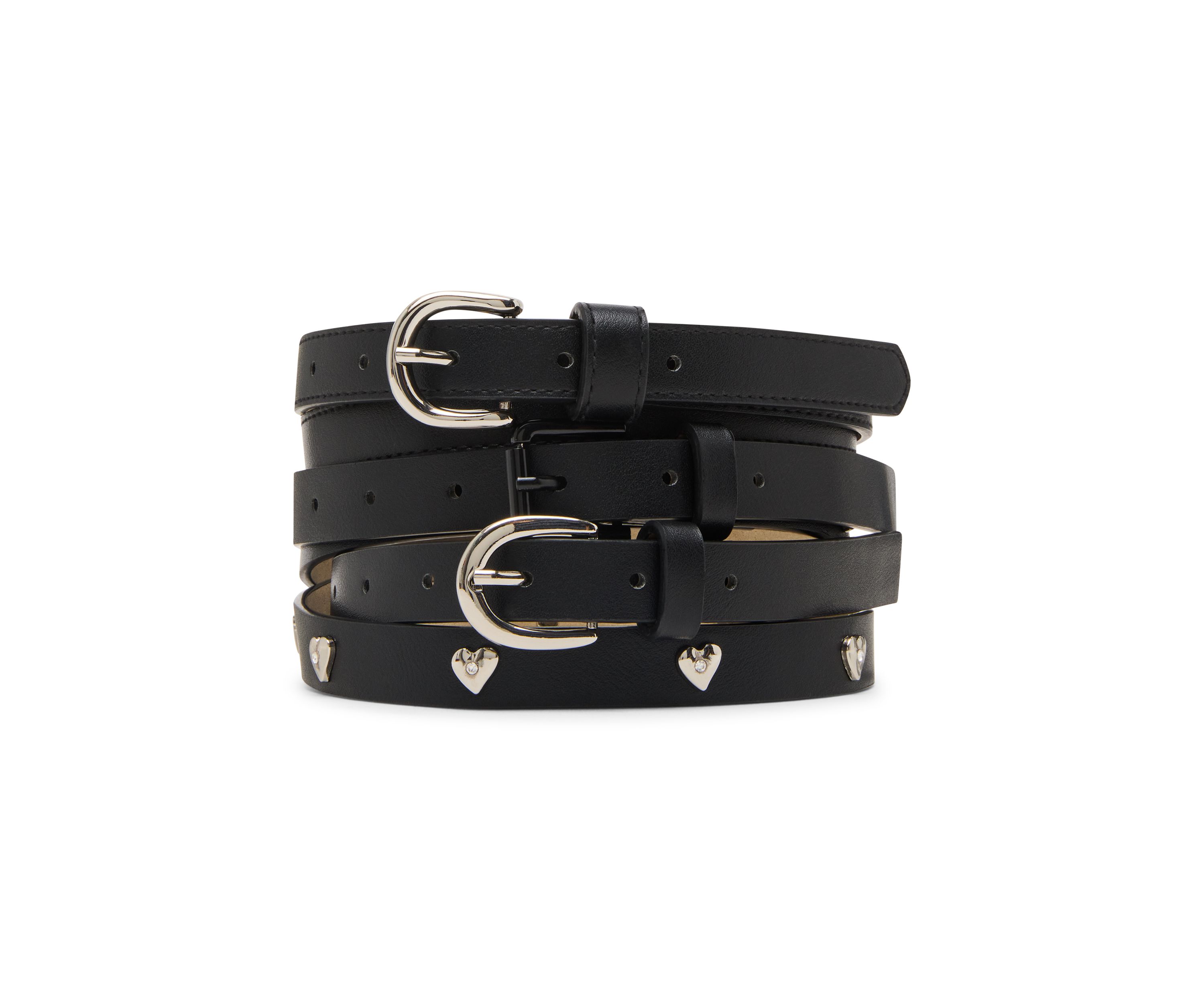 Polyurethane Pants + Heart Stud + Black Out Bucket - Fully Perforated Belt Set