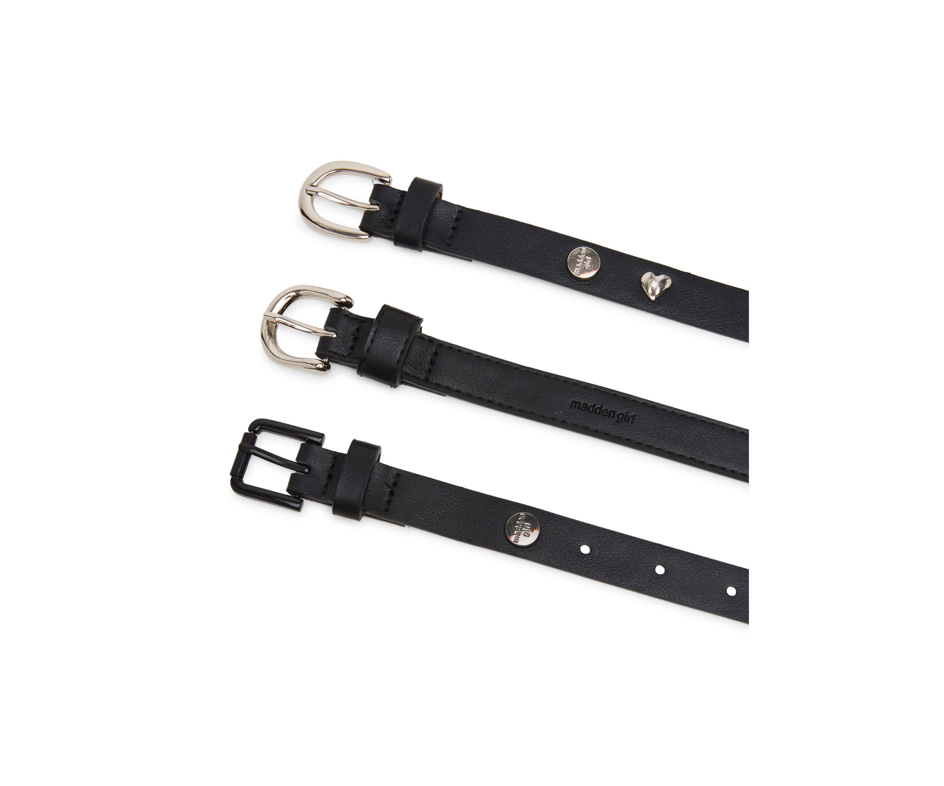 Polyurethane Pants + Heart Stud + Black Out Bucket - Fully Perforated Belt Set