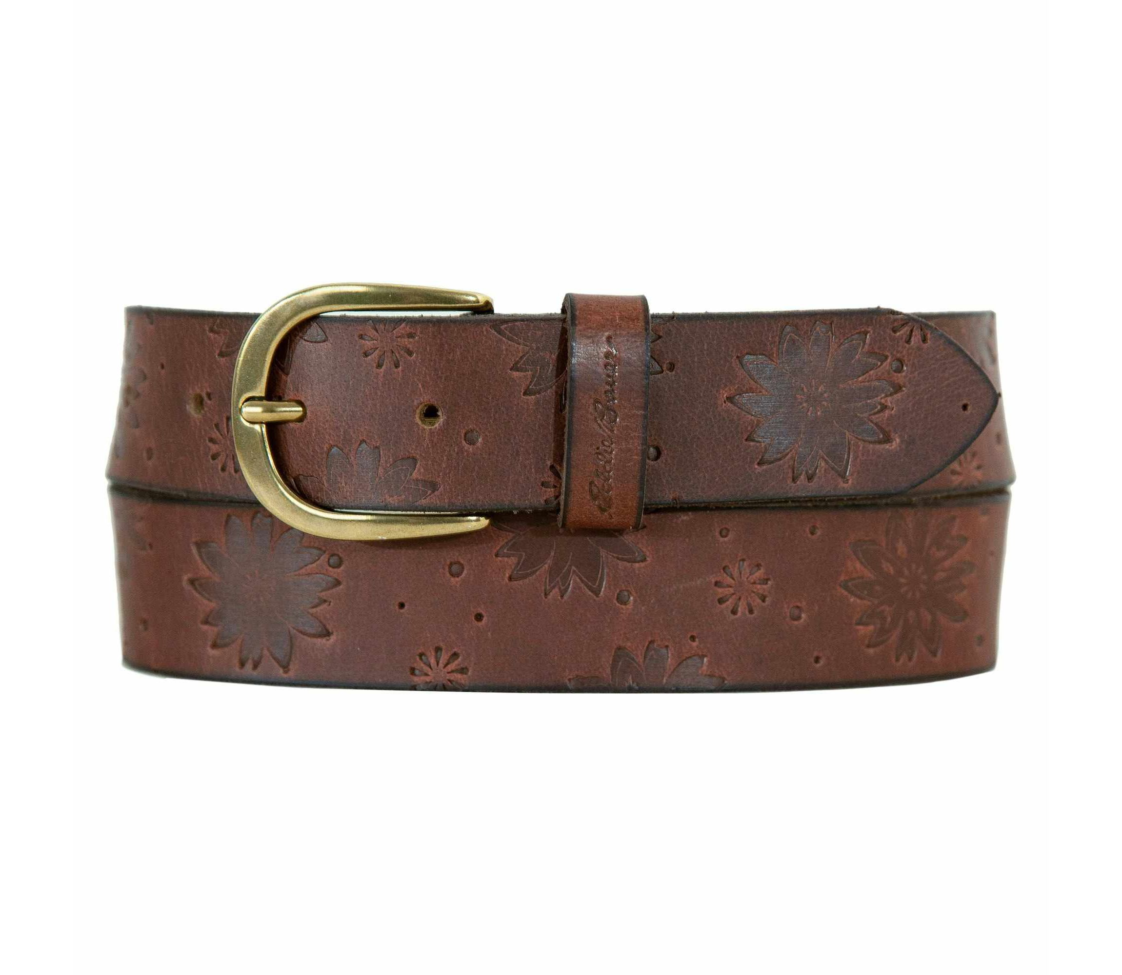 Floral Tooled Leather Belt