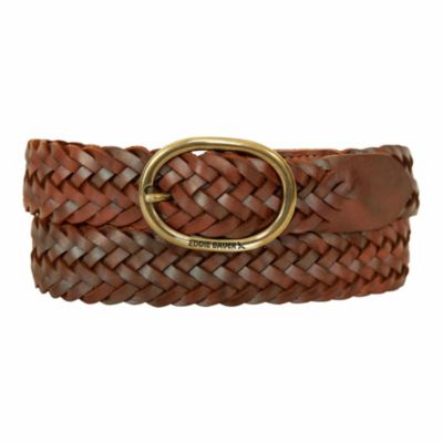 Eddie Bauer Women's Center Bar Woven Leather Belt, Tan, 2XL