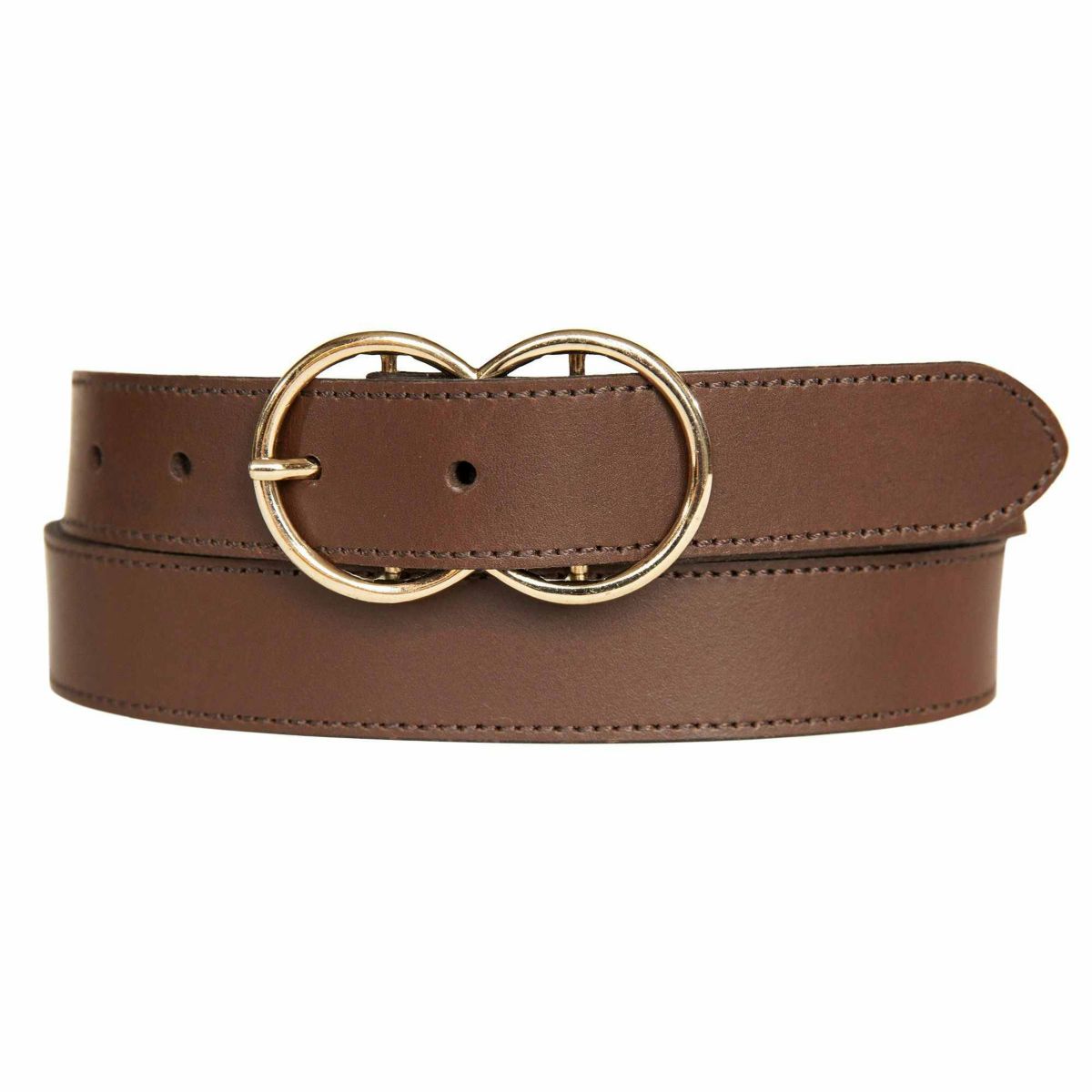 Leather Belt with Double Ring Buckle