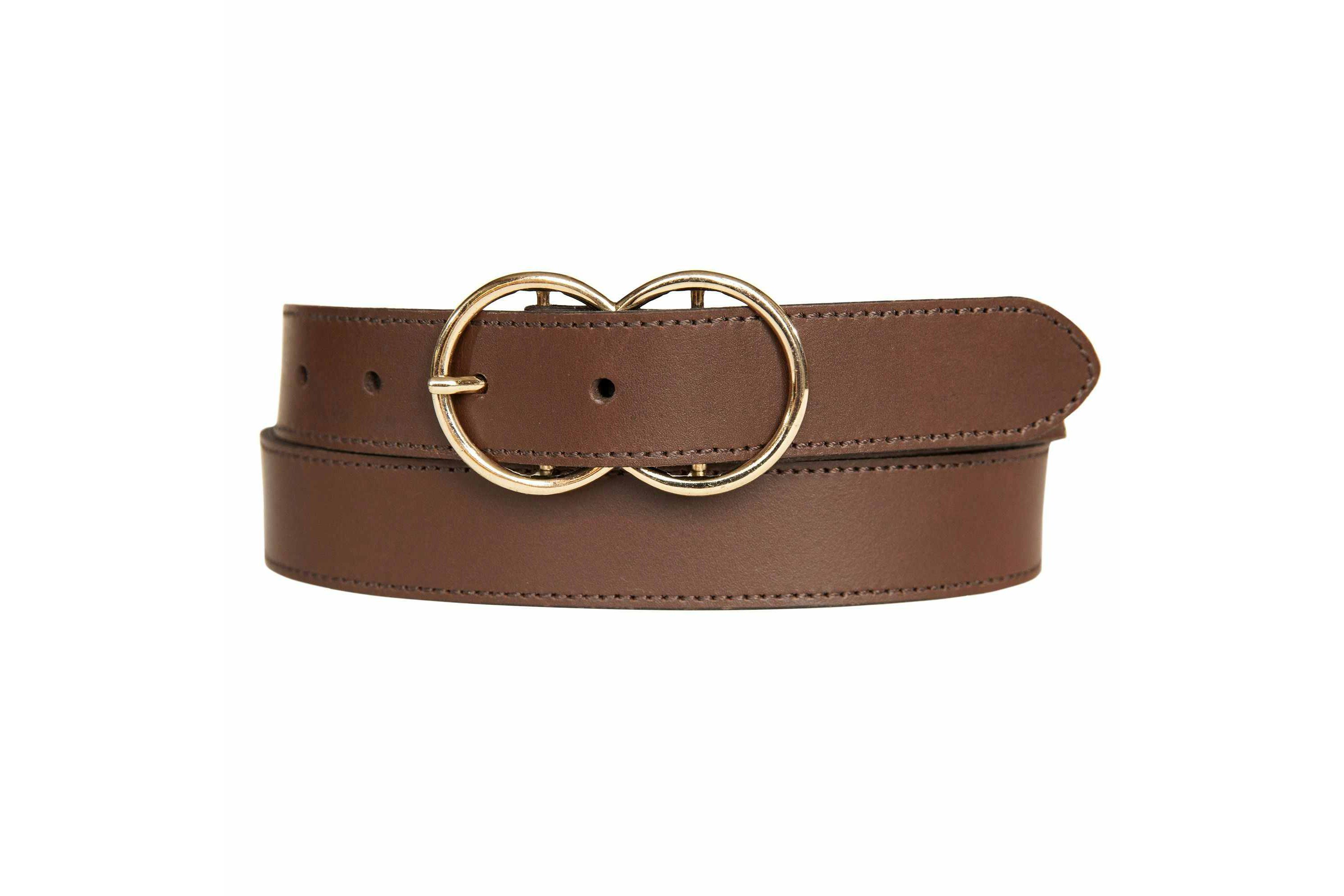 Leather Belt with Double Ring Buckle