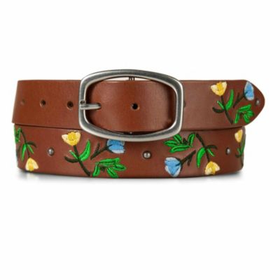 Lucky Brand Women's Embroidered Floral Leather Belt