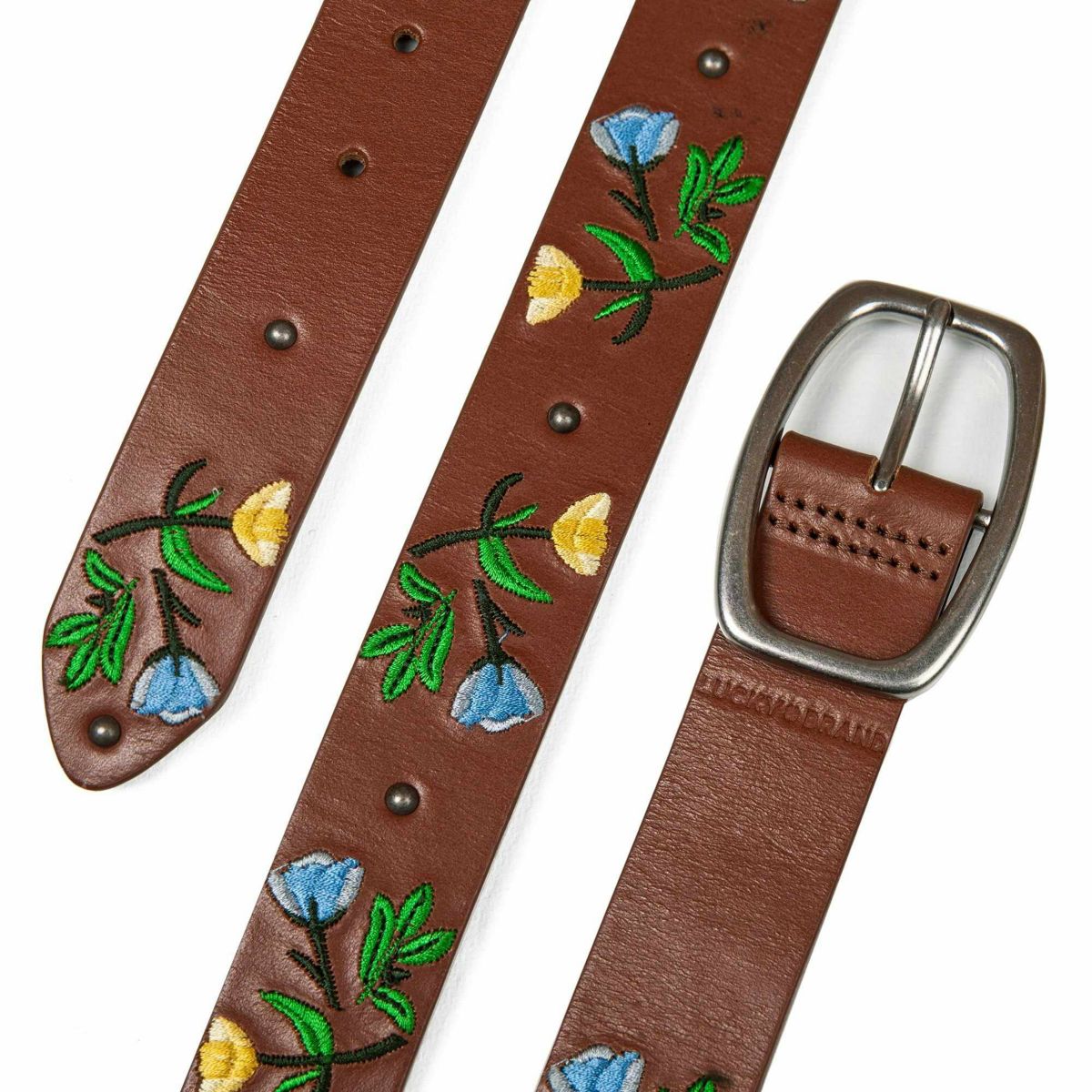 Embroidered Floral Leather Belt