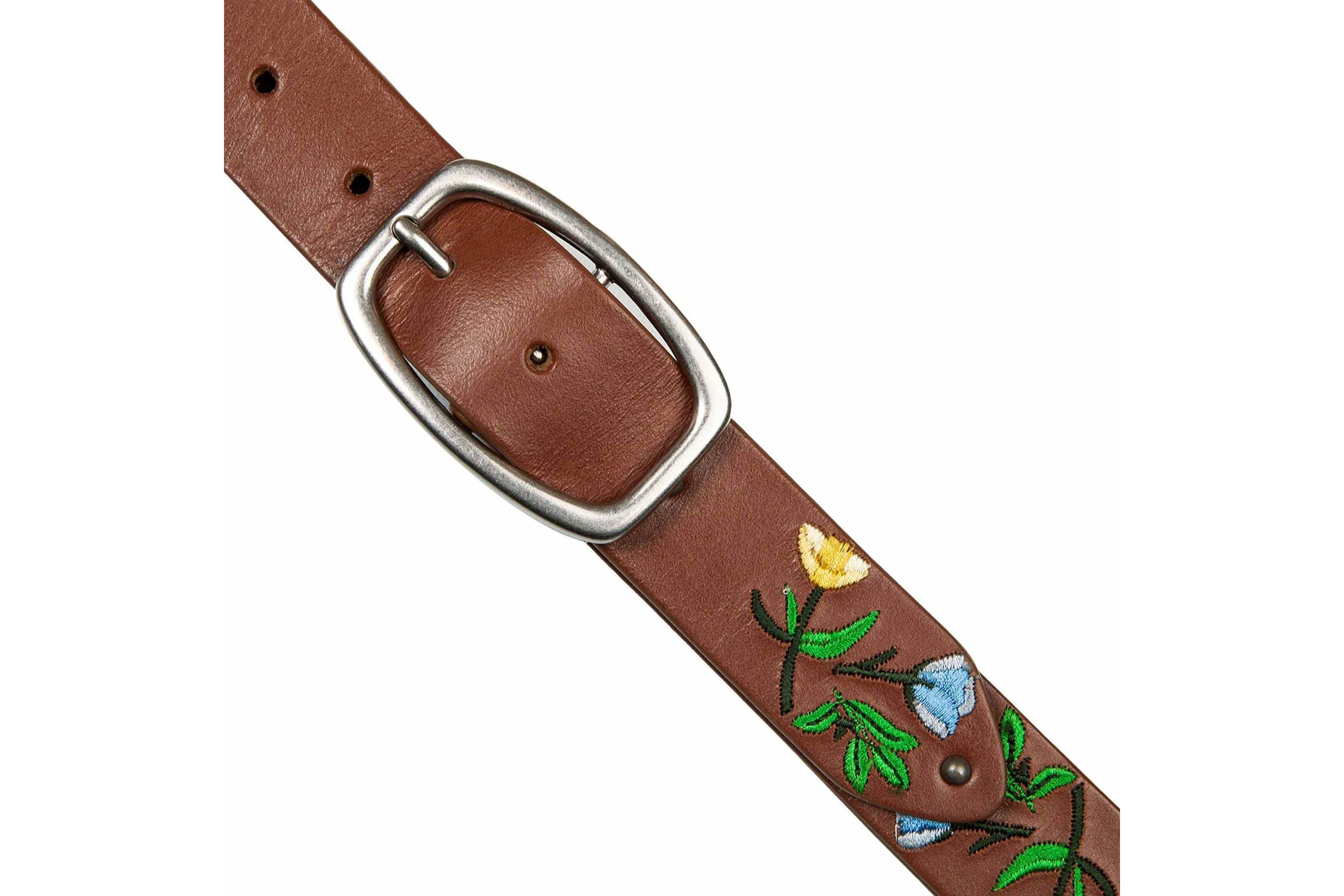 Embroidered Floral Leather Belt