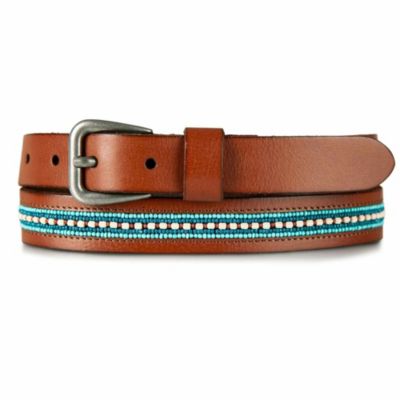 Lucky brand | women new leather belt with turquoise buckle Lucky Brand Turquoise Beaded Stripe Leather Belt - Macy main image 4