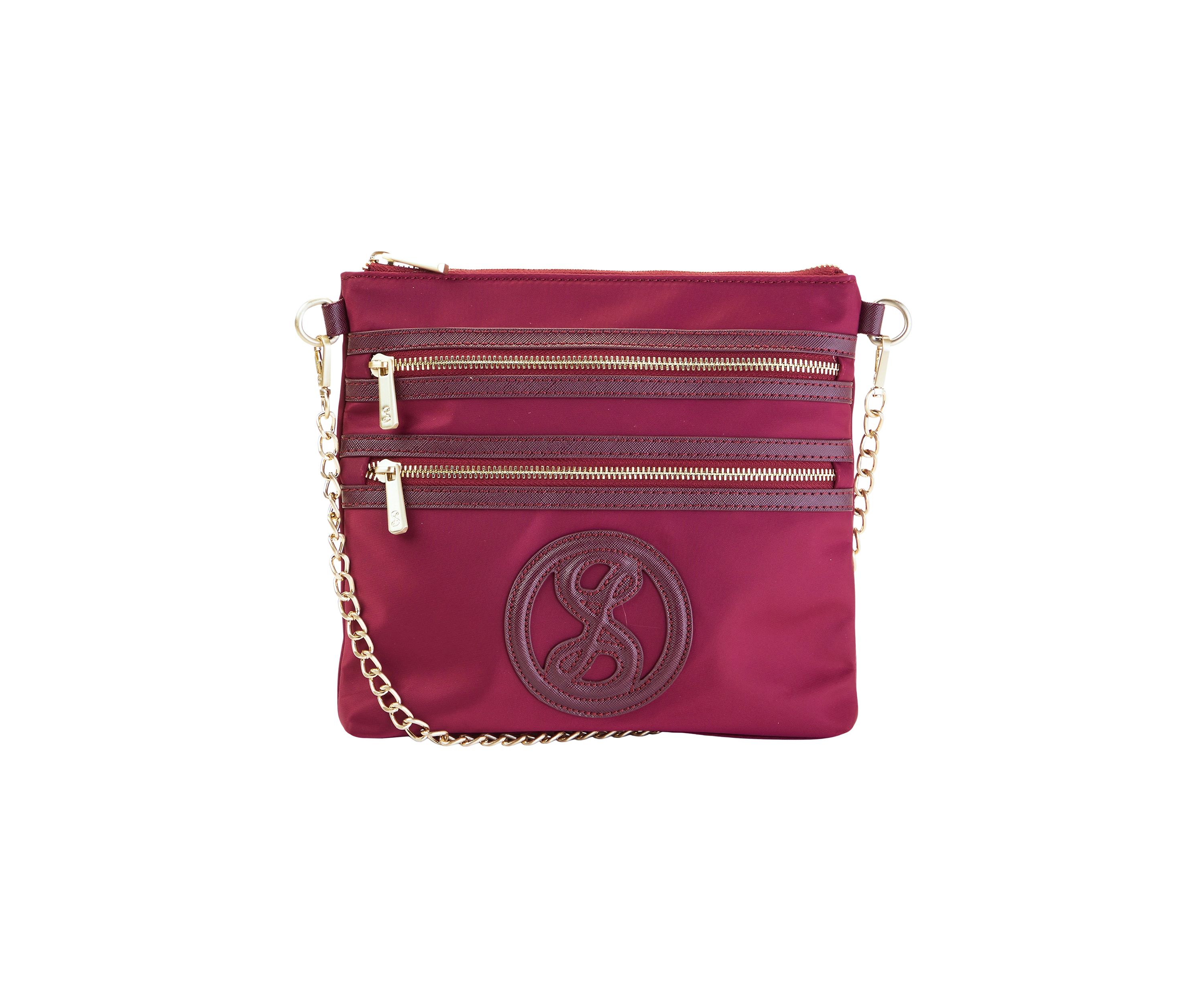 Saffiano Leather Trim Double Zip Crossbody
