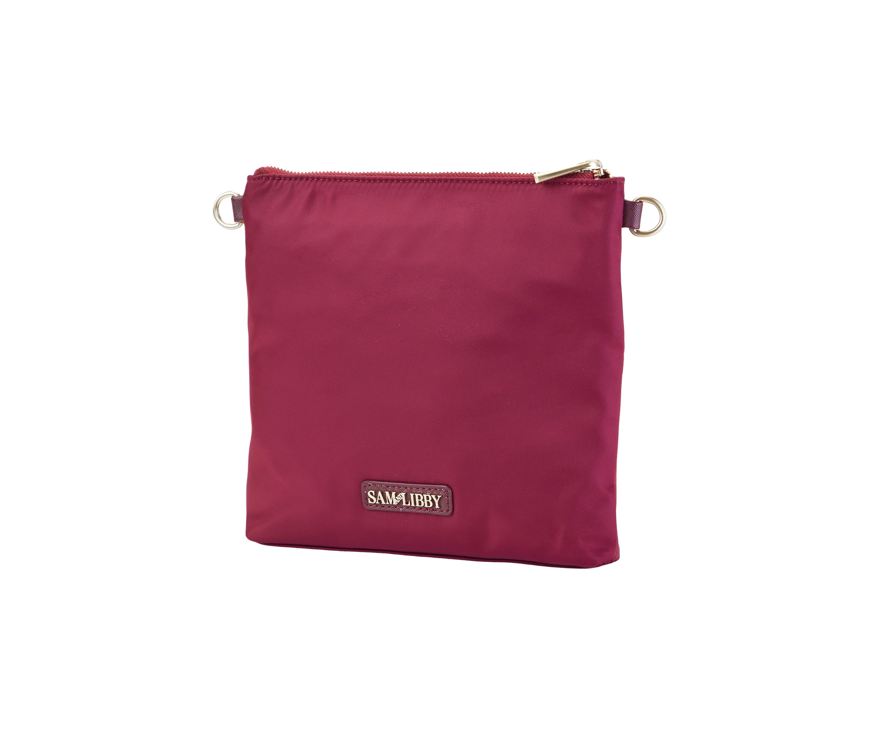 Saffiano Leather Trim Double Zip Crossbody