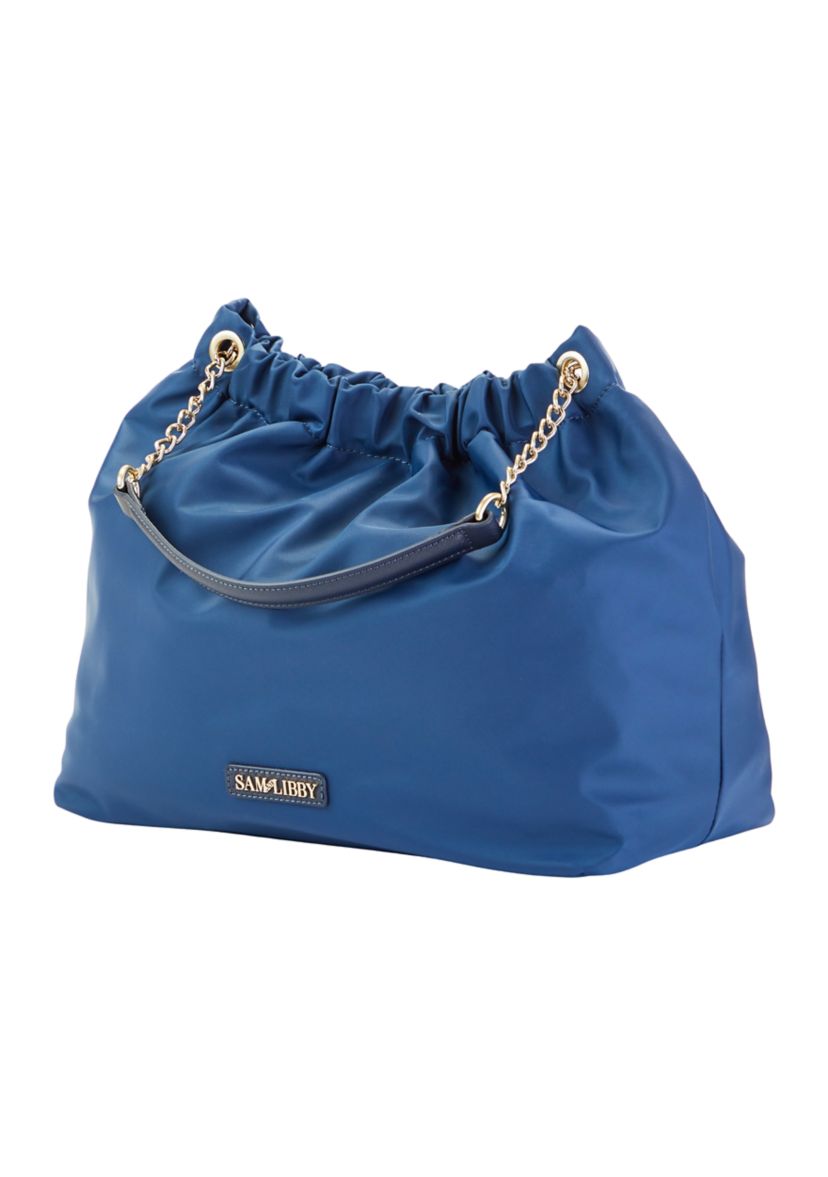 Saffiano Leather Trim Hobo Tote