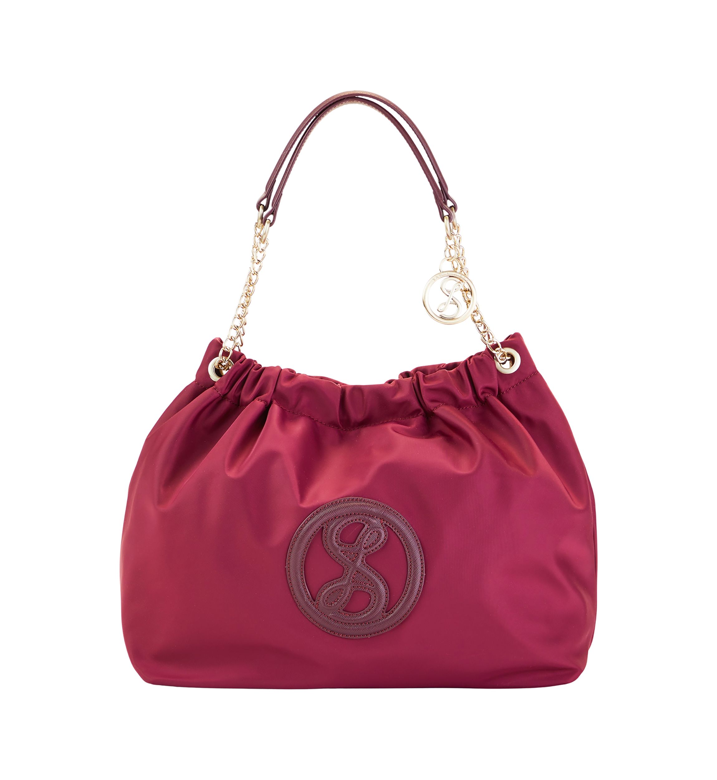 Saffiano Leather Trim Hobo Tote 