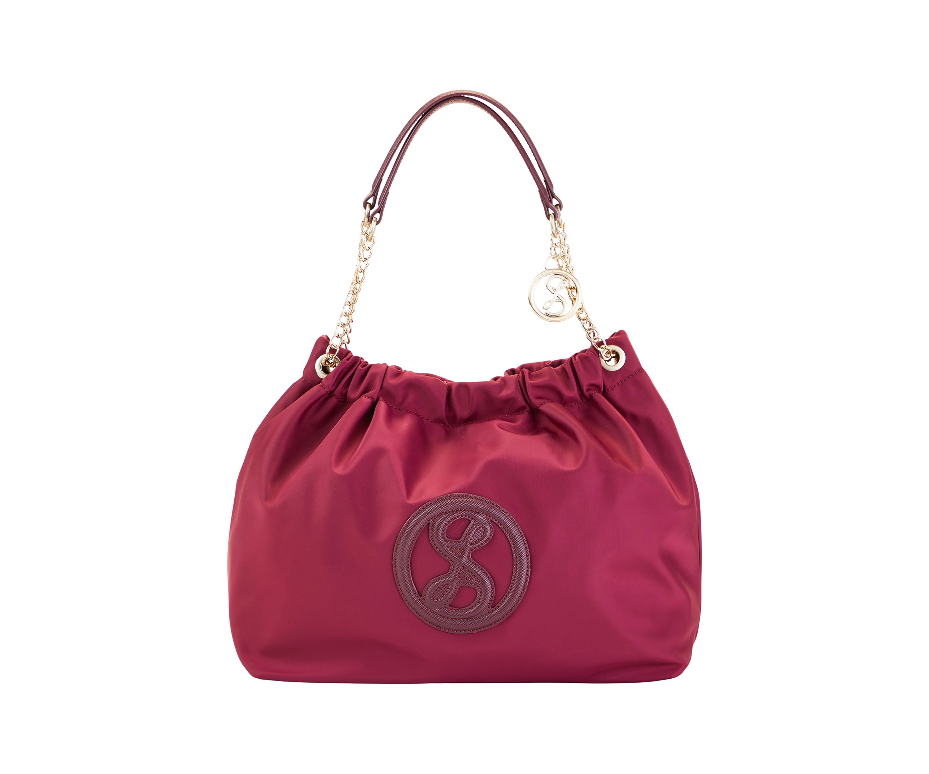 Saffiano Leather Trim Hobo Tote 