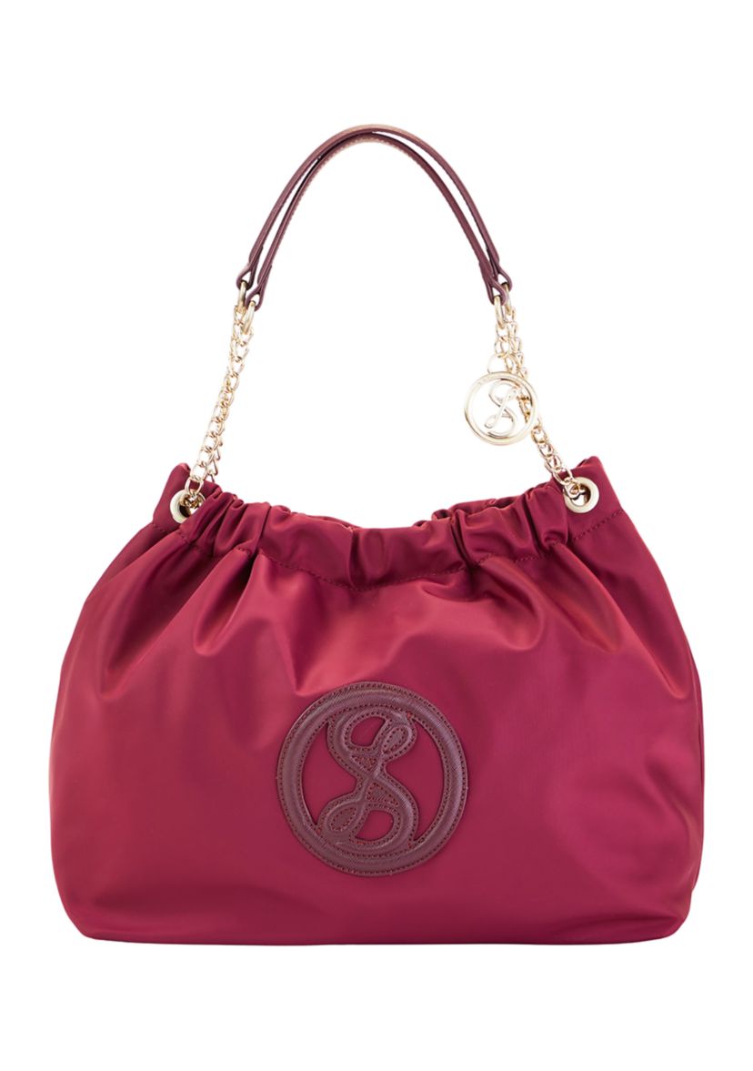 Saffiano Leather Trim Hobo Tote 