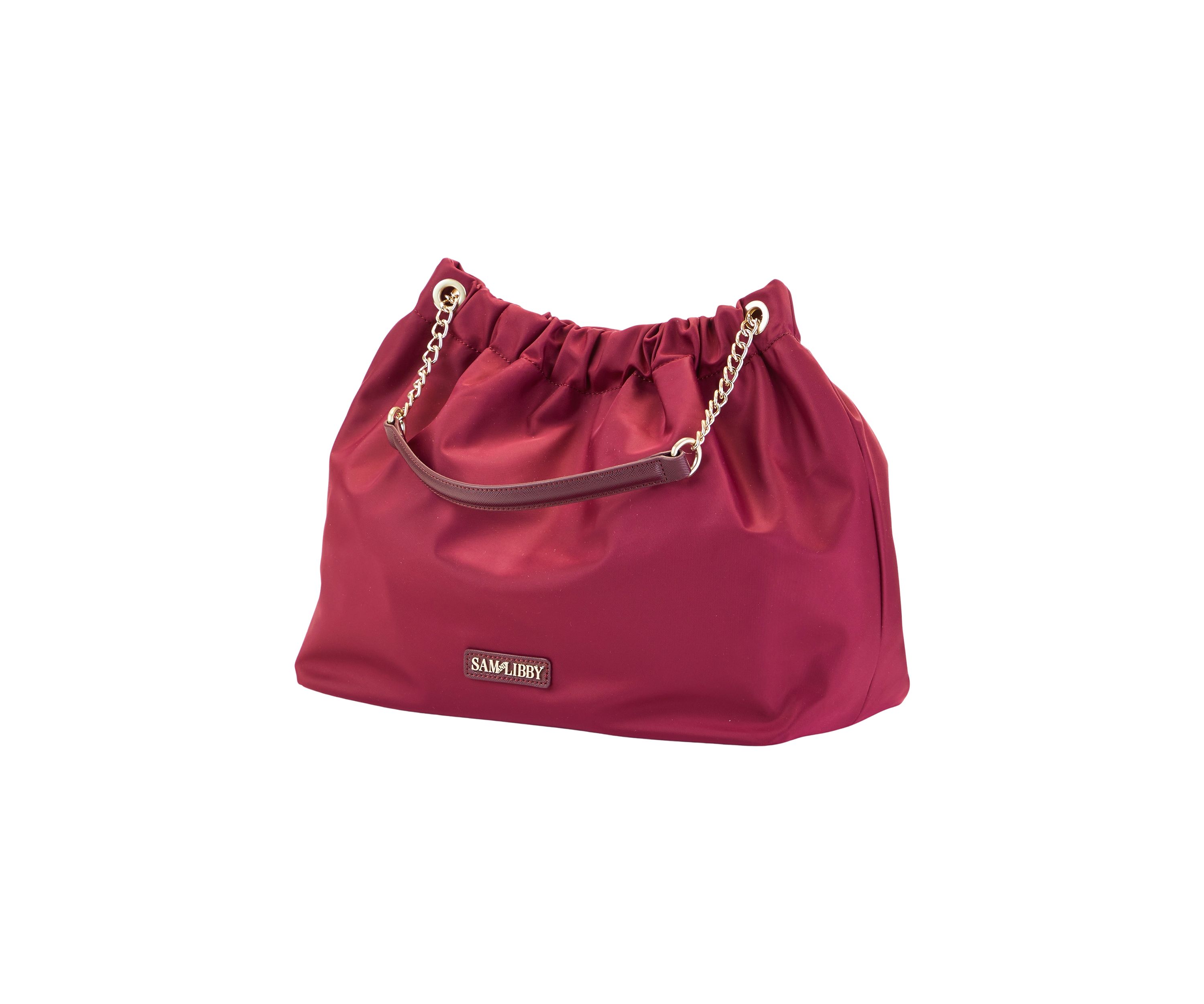 Saffiano Leather Trim Hobo Tote 