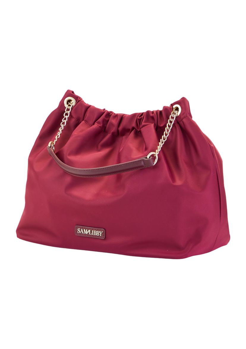 Saffiano Leather Trim Hobo Tote 
