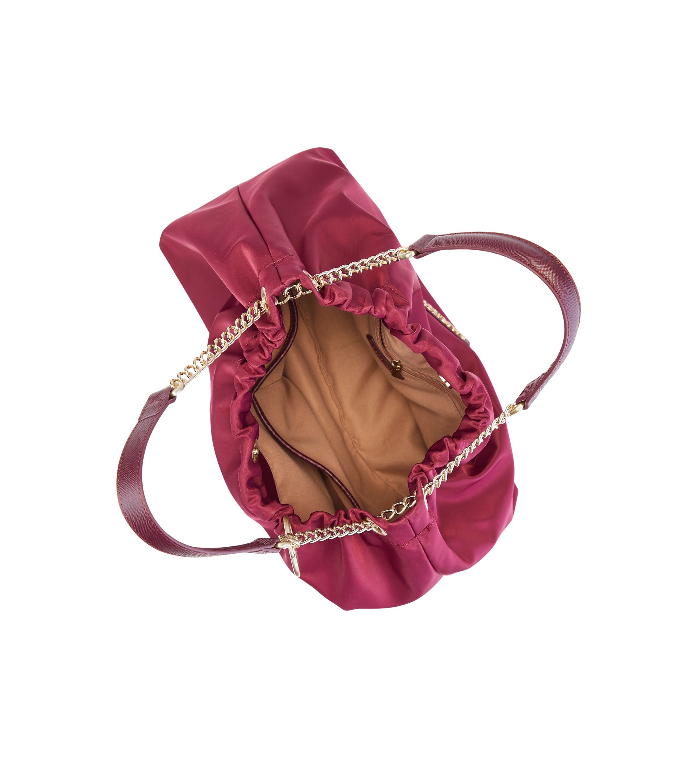 Saffiano Leather Trim Hobo Tote 