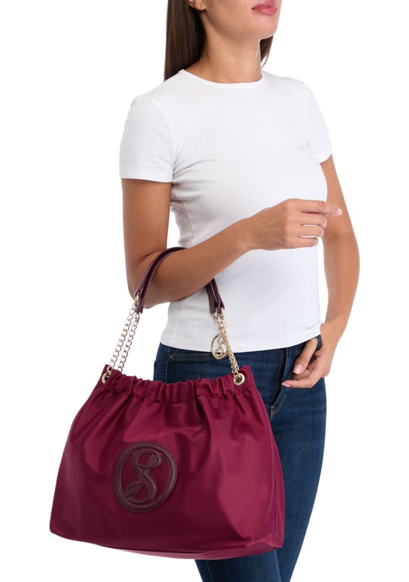 Saffiano Leather Trim Hobo Tote 