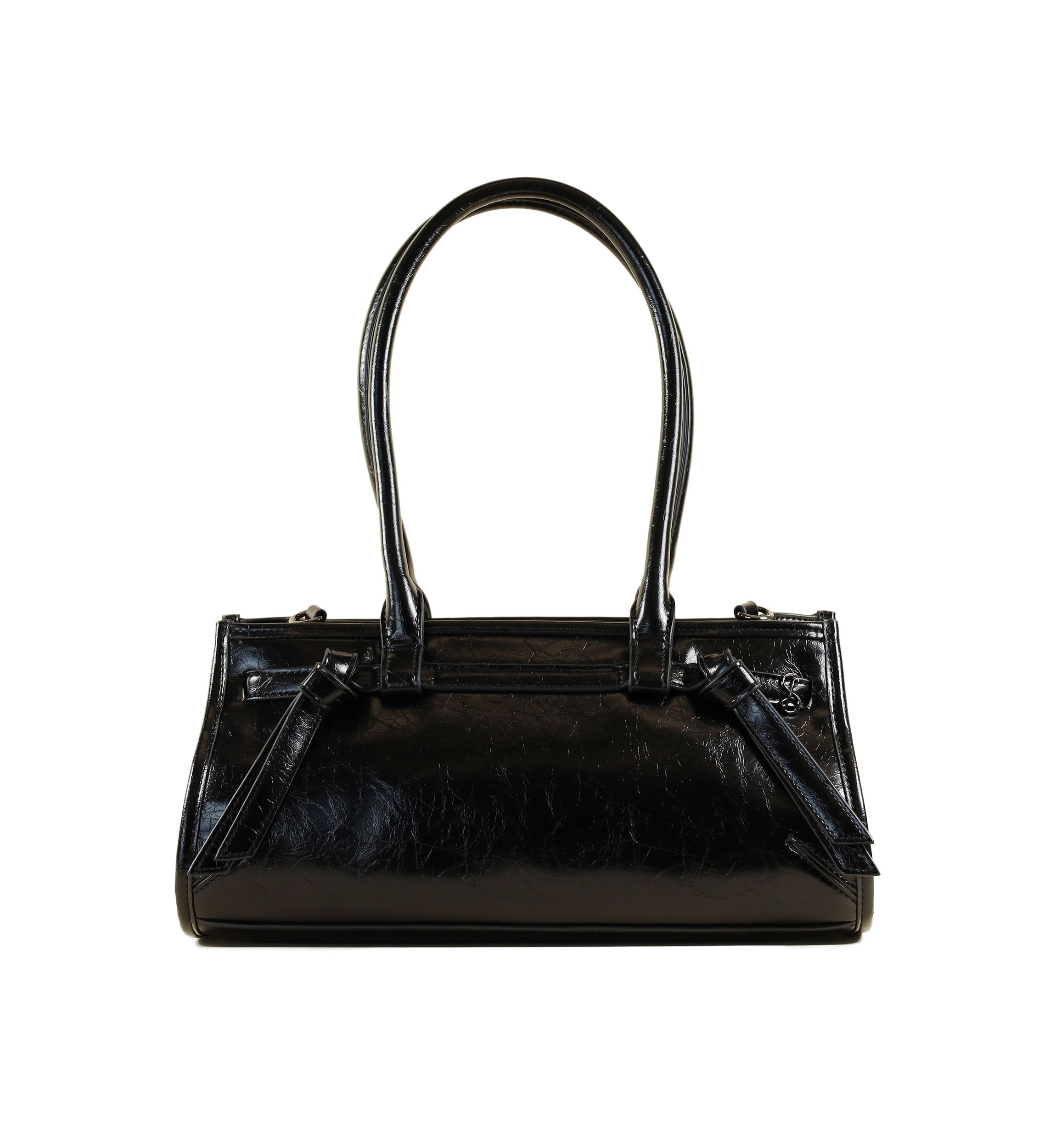 Onyx Belted Crackle Shoulder Bag