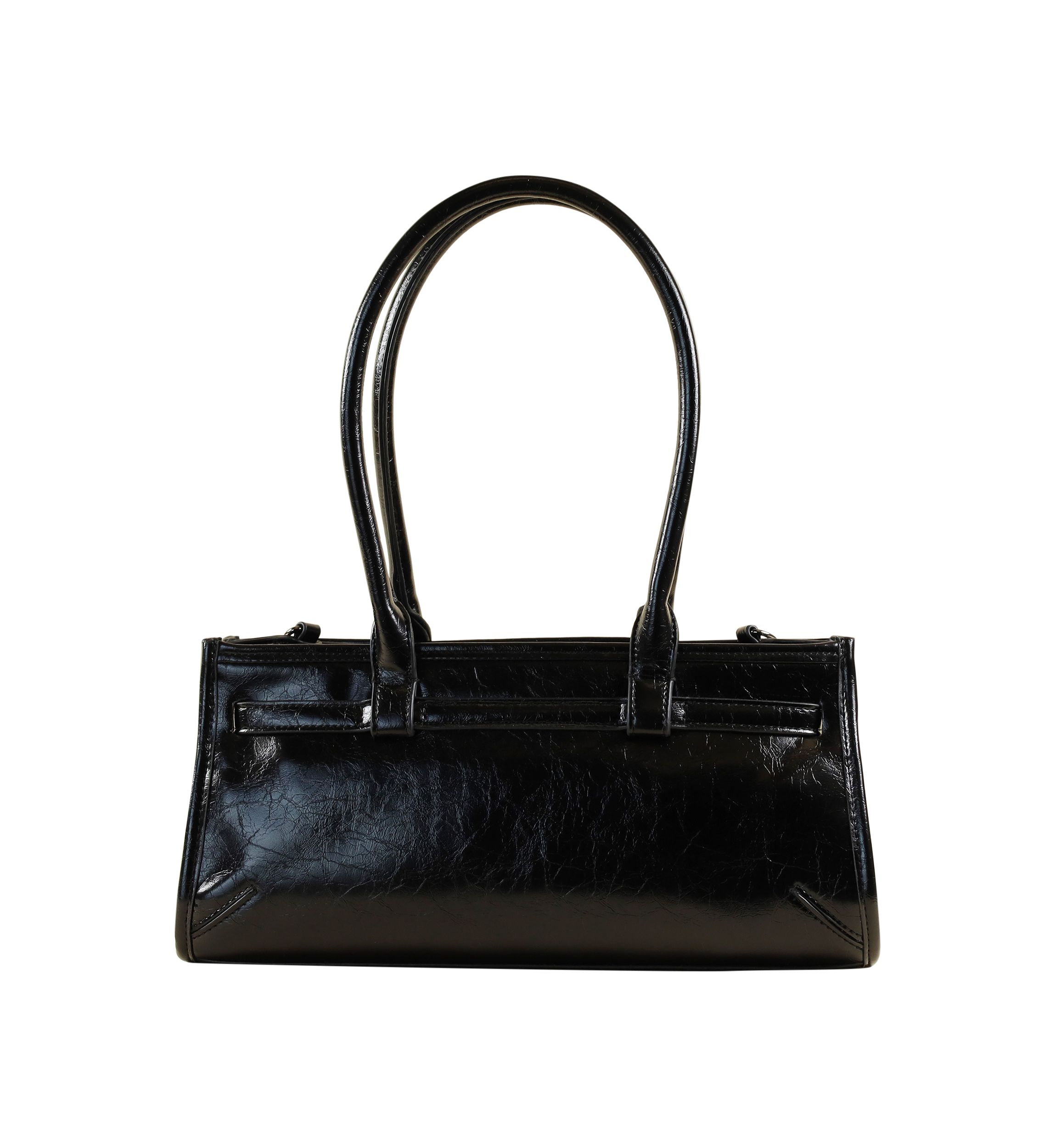 Onyx Belted Crackle Shoulder Bag