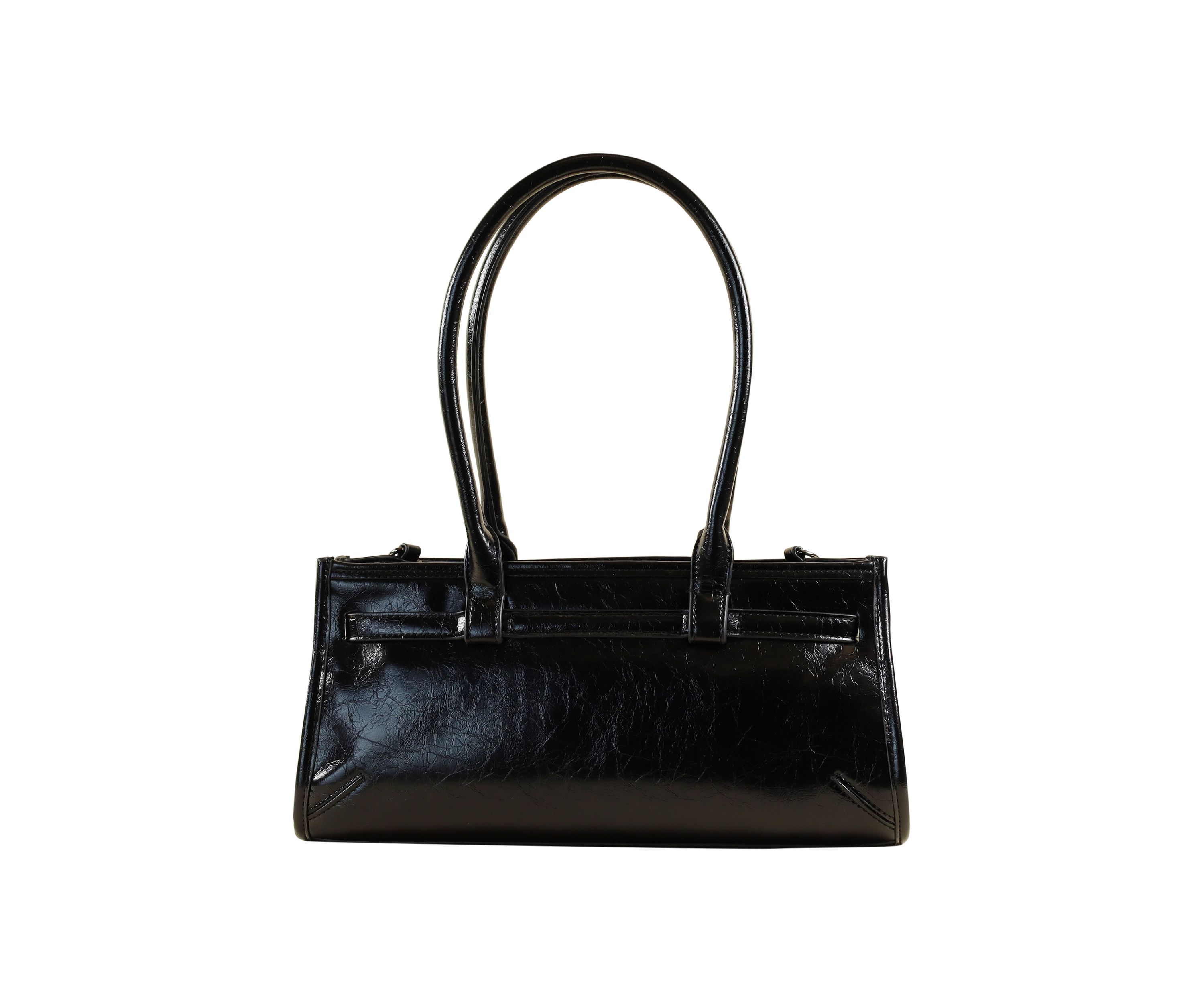 Onyx Belted Crackle Shoulder Bag