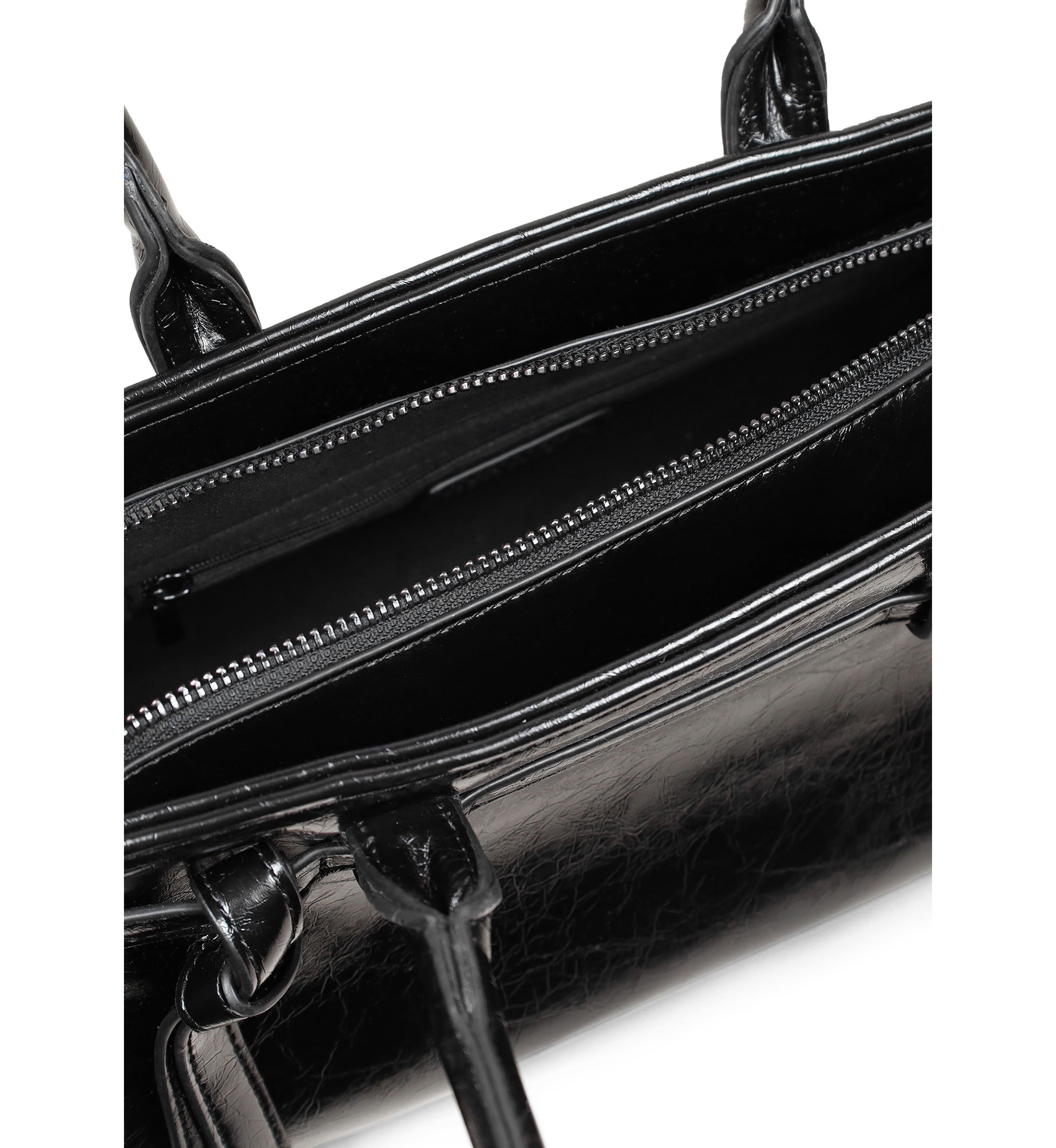 Onyx Belted Crackle Shoulder Bag
