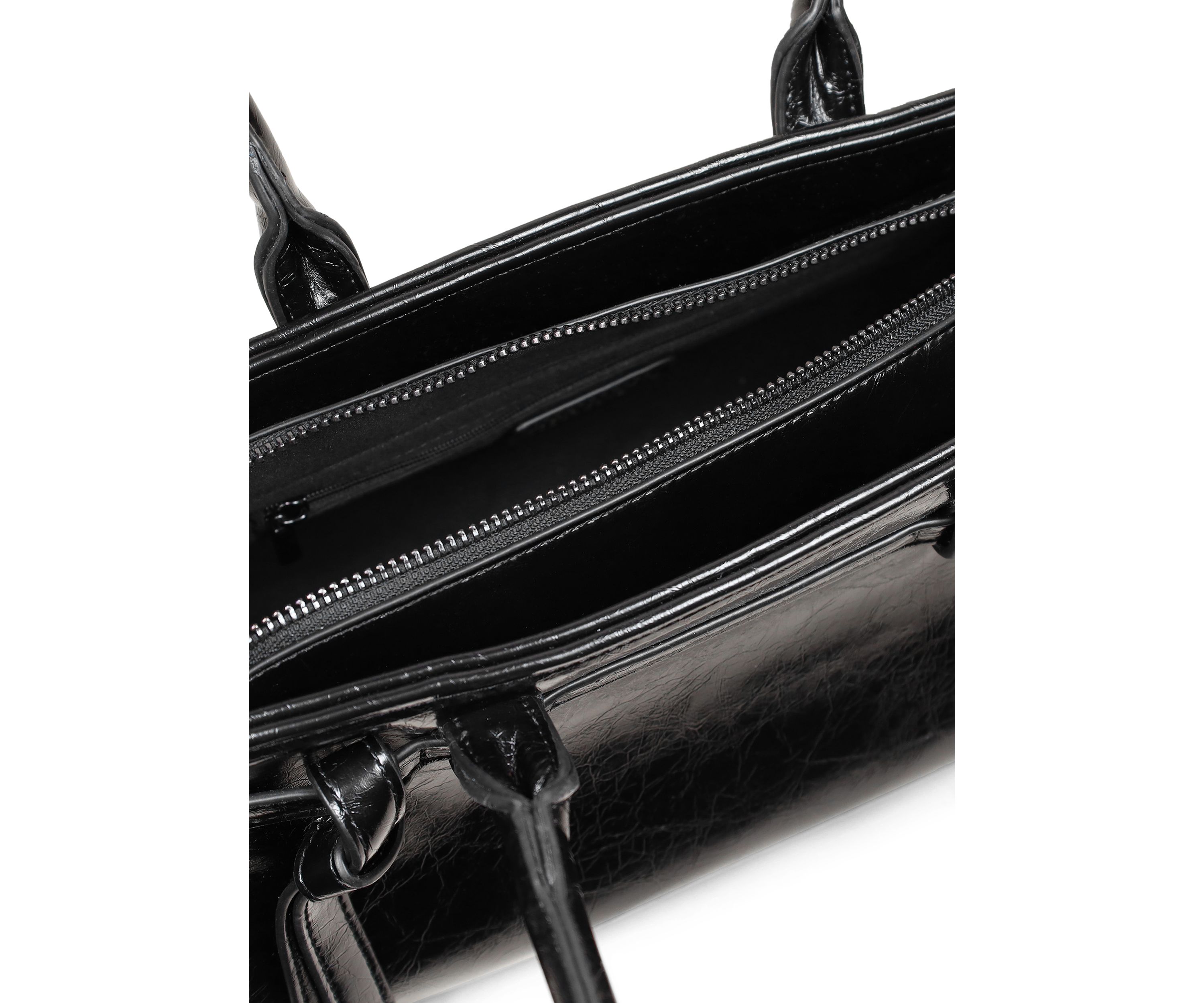 Onyx Belted Crackle Shoulder Bag