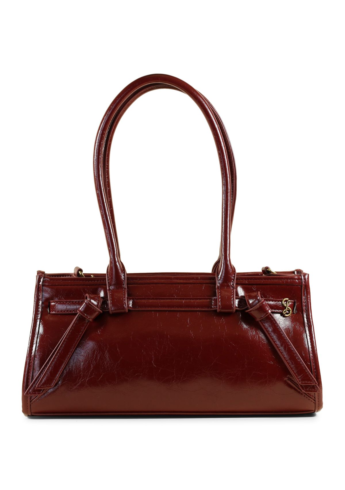 Onyx Belted Crackle Shoulder Bag 