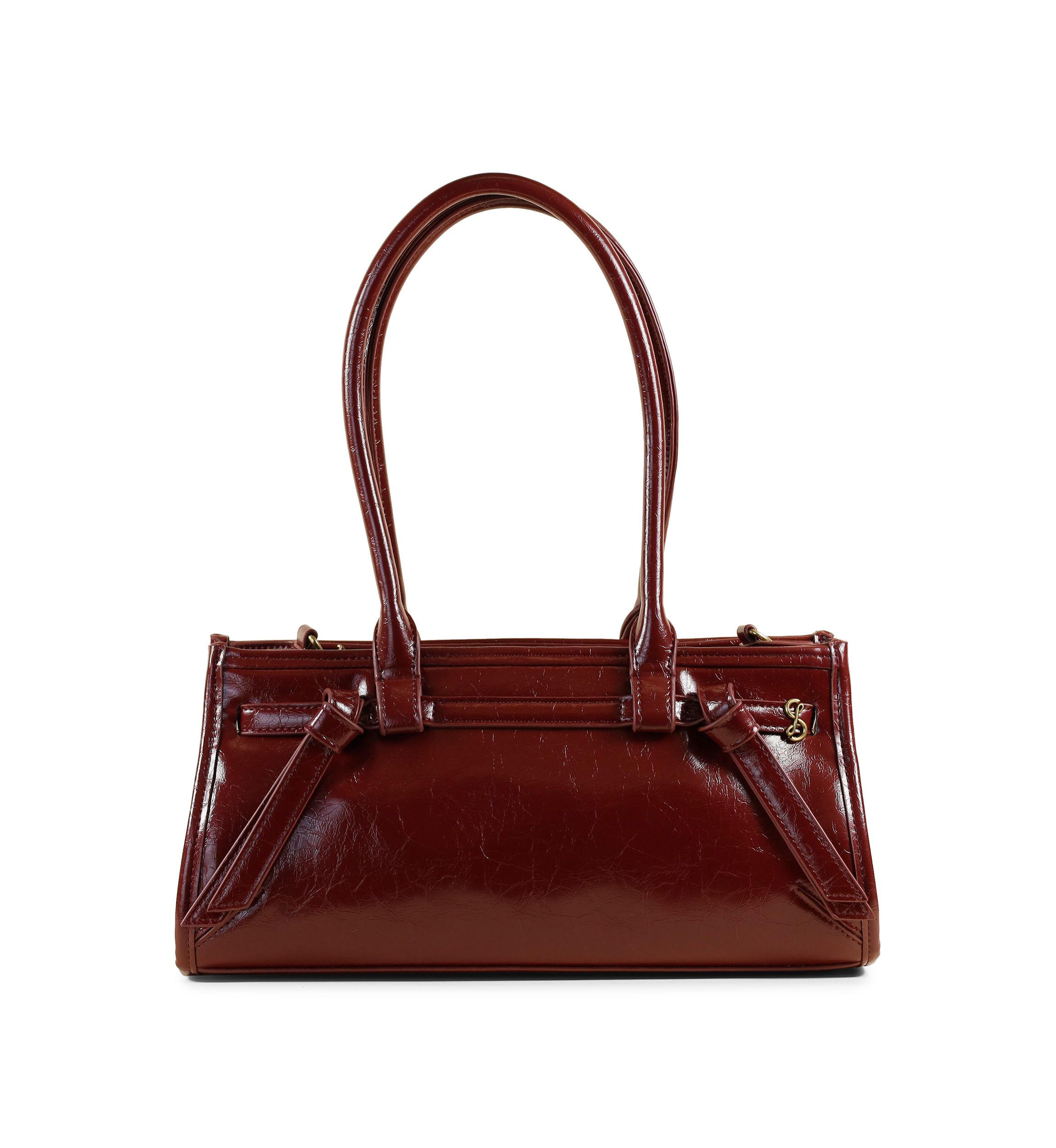 Onyx Belted Crackle Shoulder Bag 