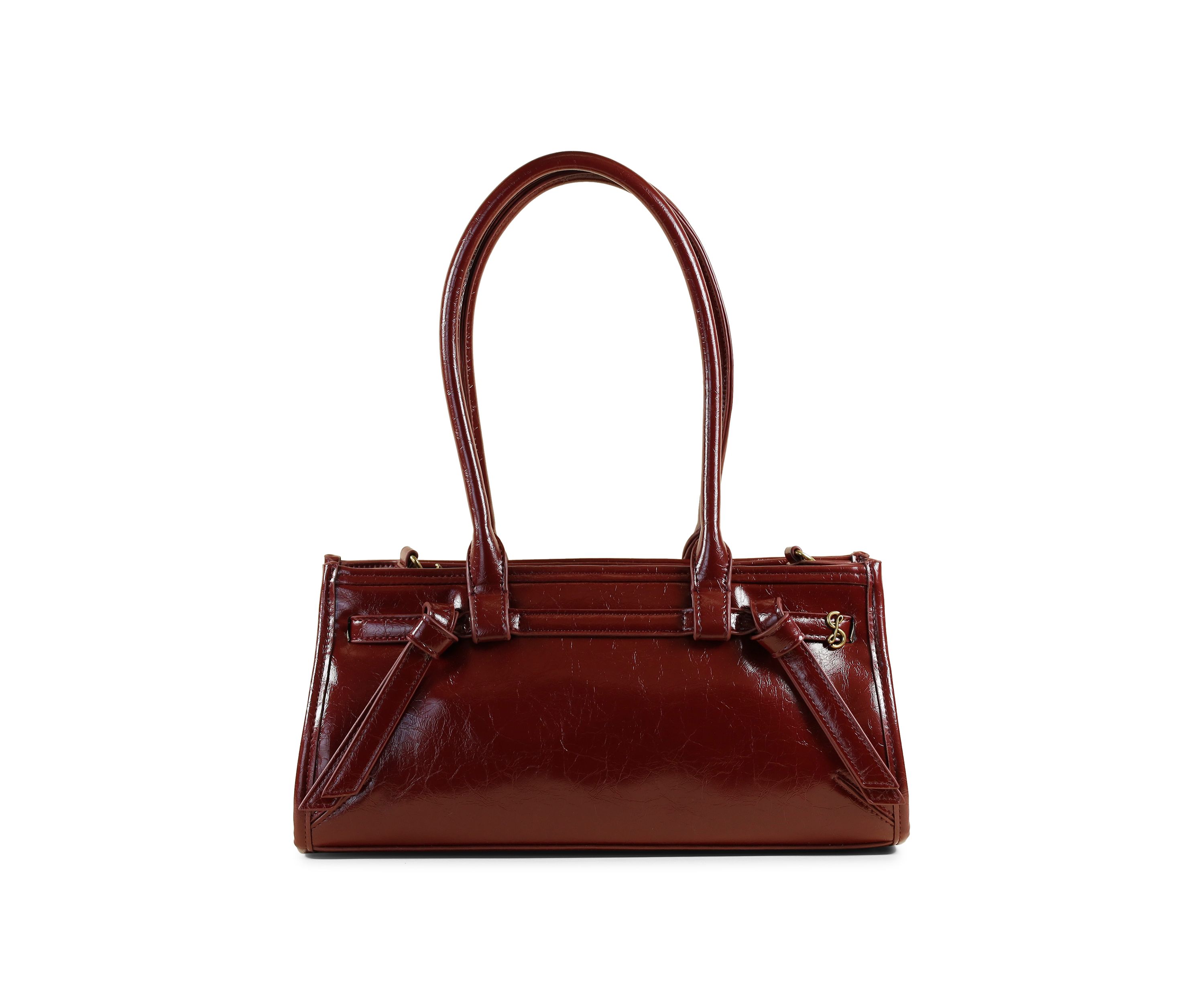 Onyx Belted Crackle Shoulder Bag 