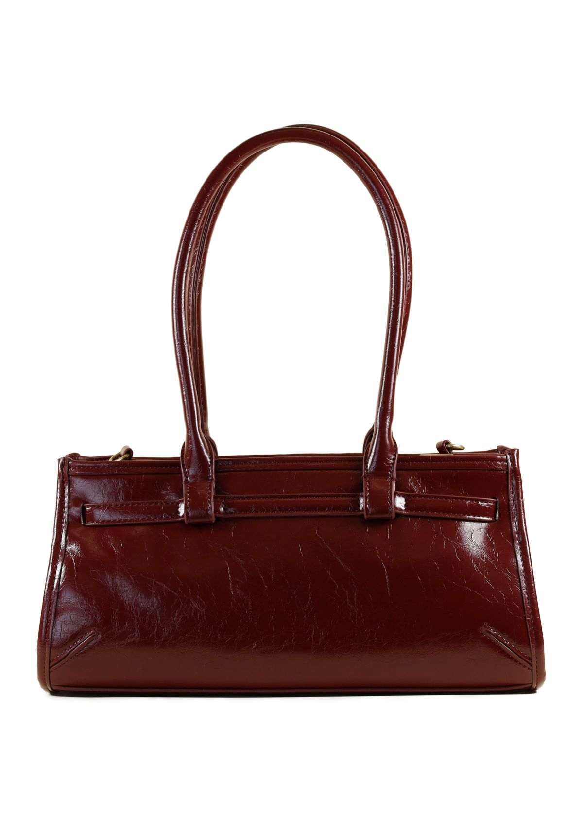 Onyx Belted Crackle Shoulder Bag 