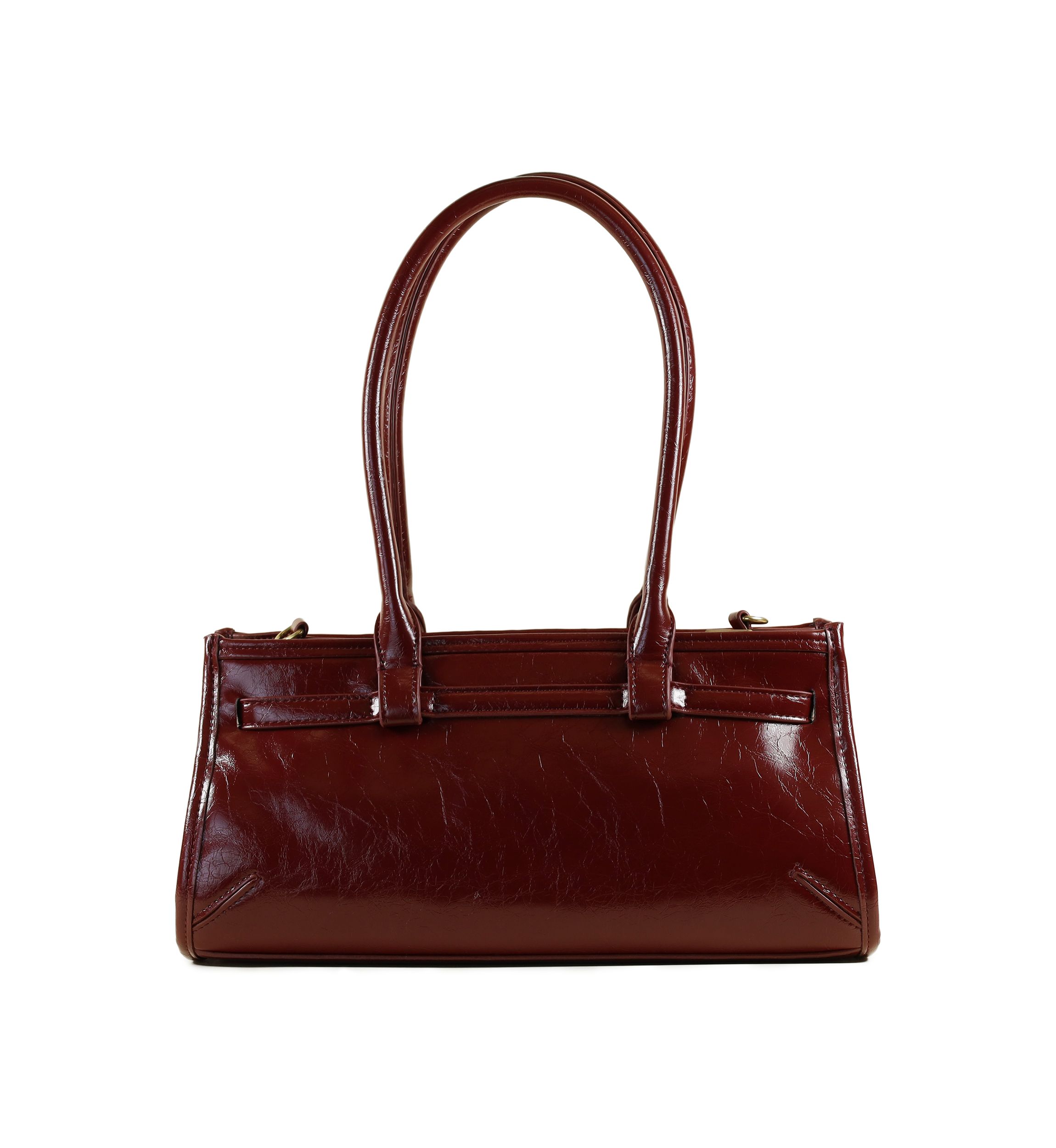 Onyx Belted Crackle Shoulder Bag 