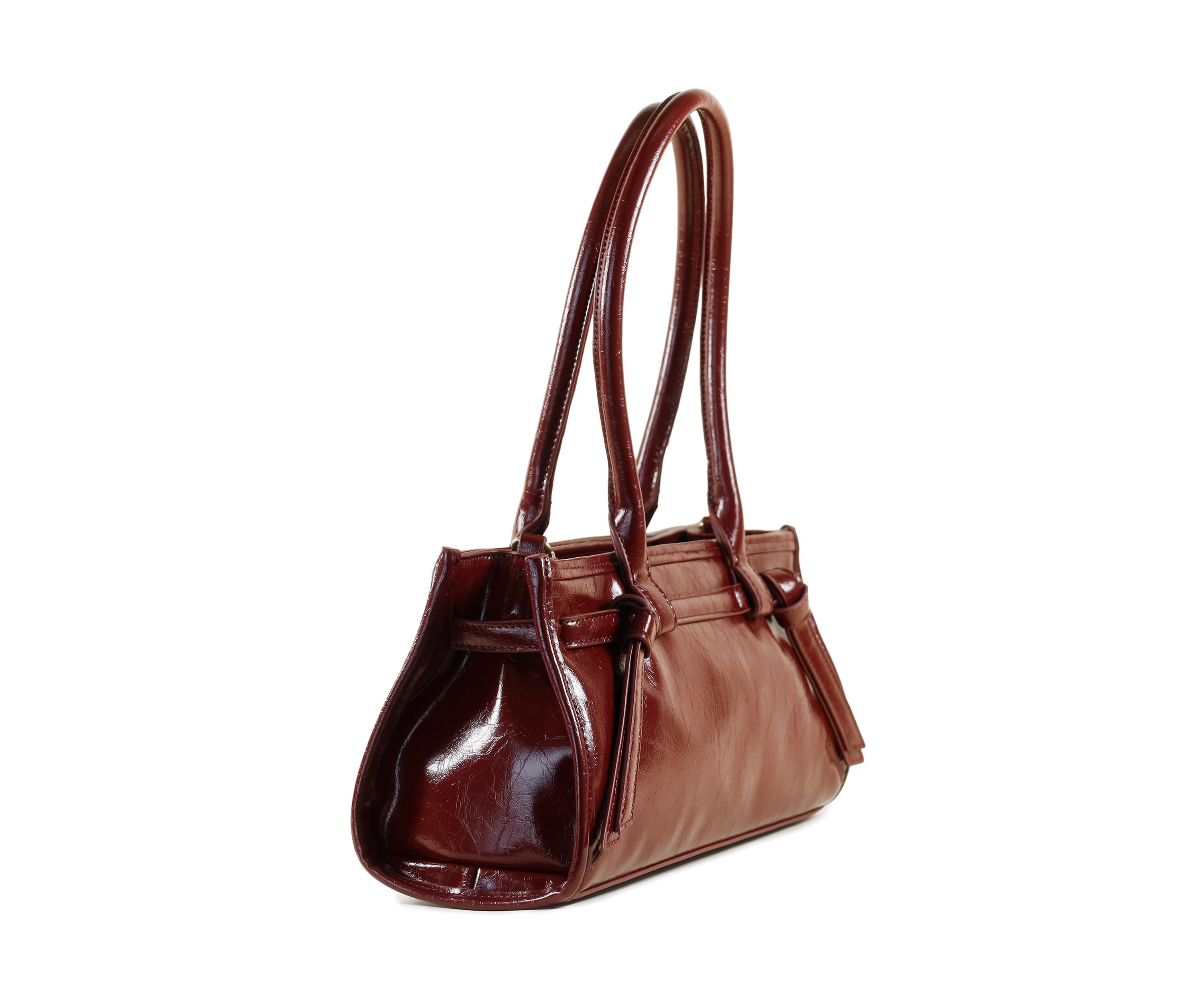 Onyx Belted Crackle Shoulder Bag 