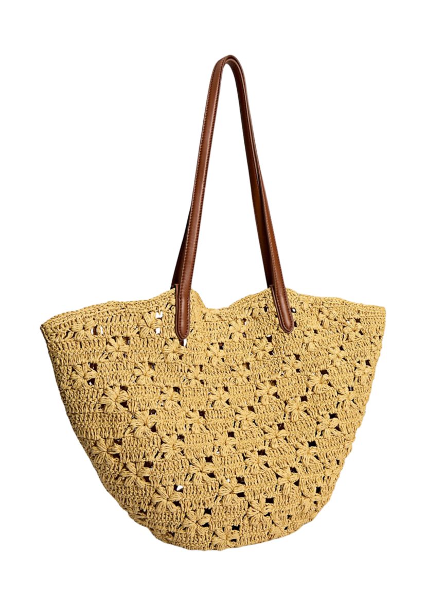Layla Floral Raffia Fan Tote