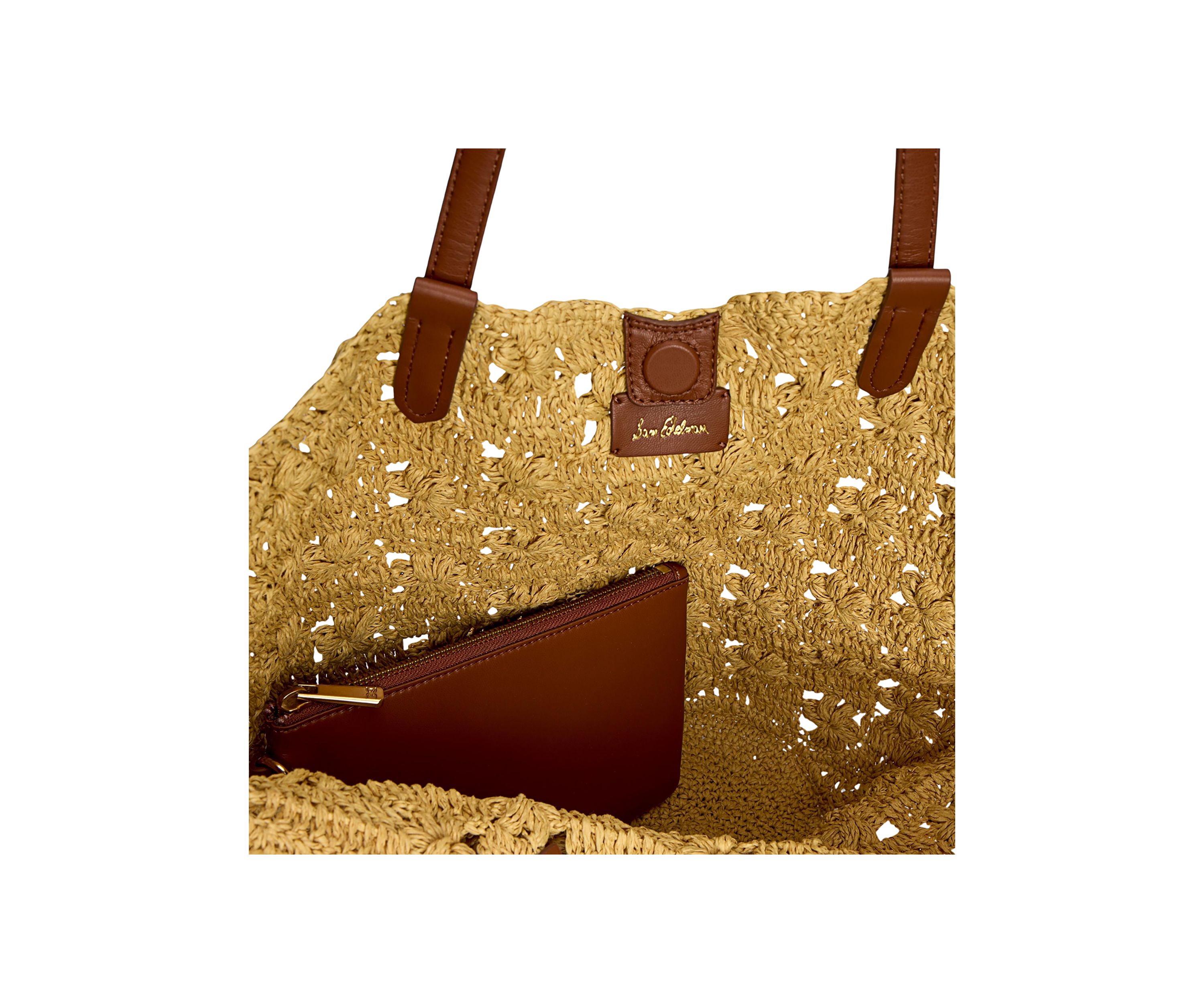 Layla Floral Raffia Fan Tote