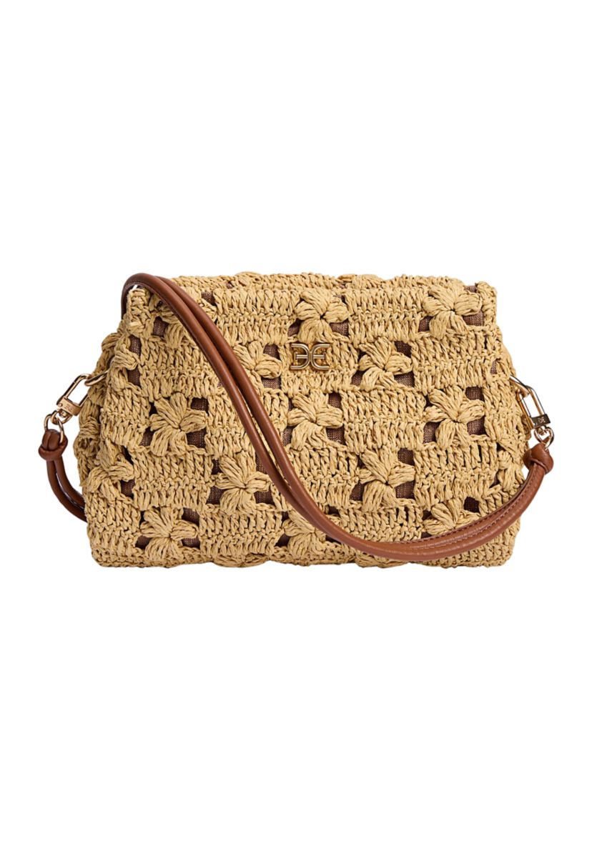 Layla Floral Raffia Shoulder Bag Clutch
