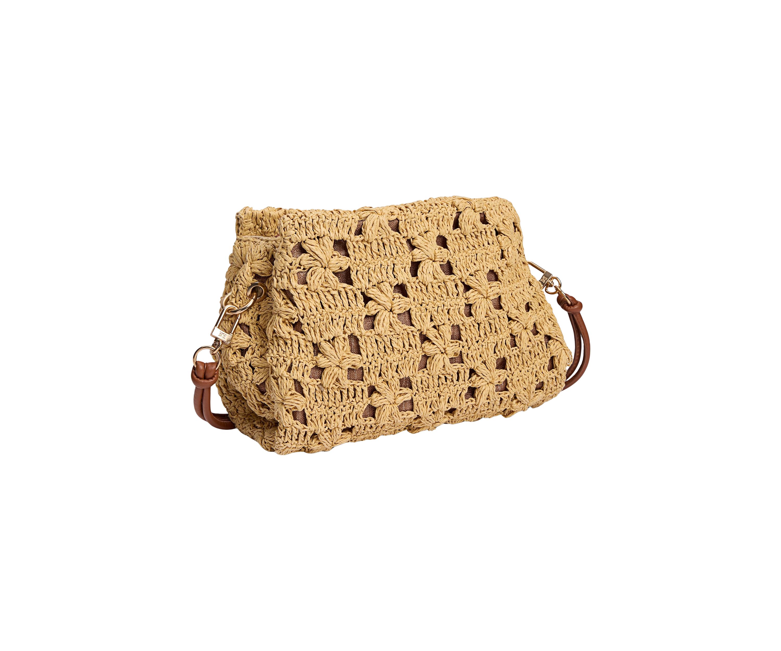 Layla Floral Raffia Shoulder Bag Clutch