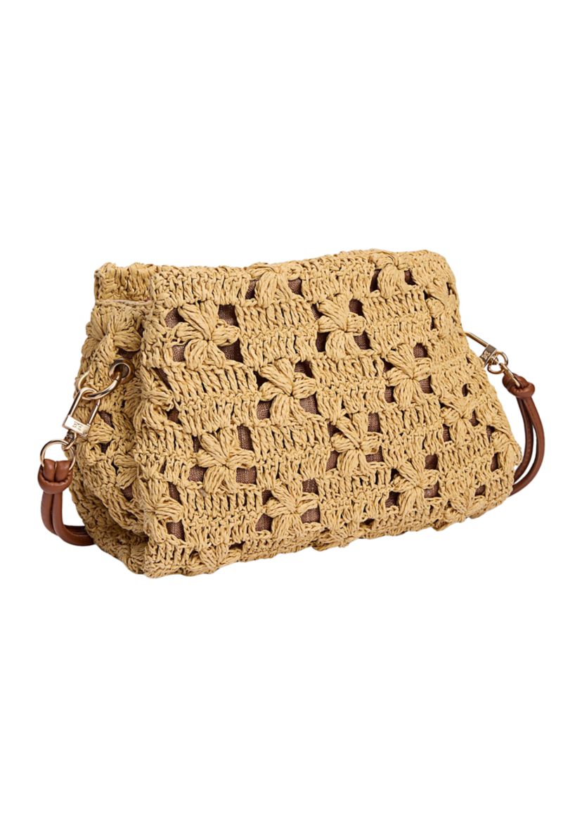 Layla Floral Raffia Shoulder Bag Clutch