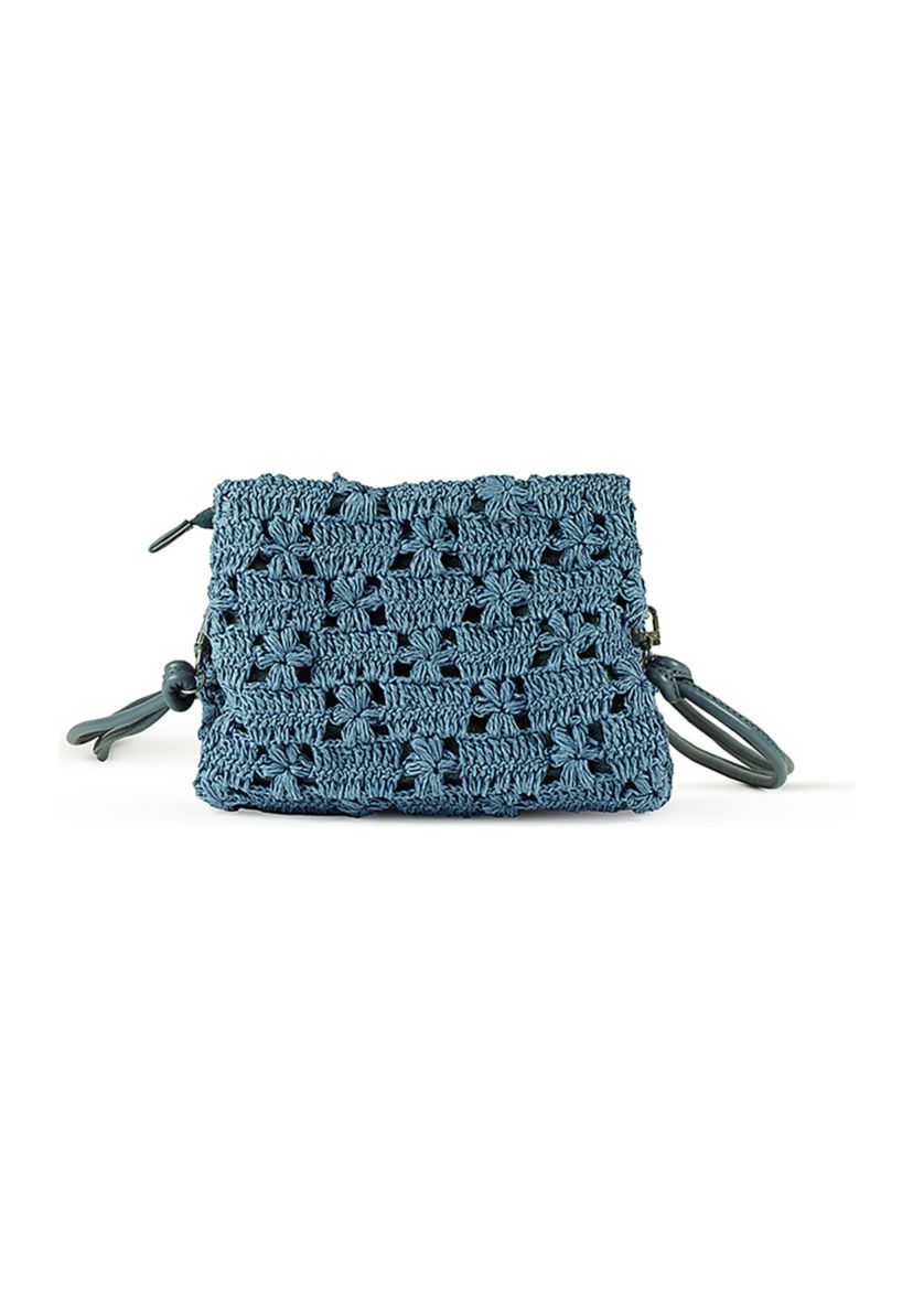 Layla Floral Raffia Shoulder Bag Clutch