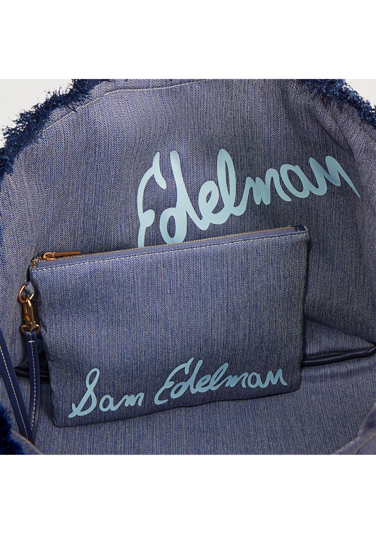 Irina Denim Large Reversible Tote Bag with Pouch