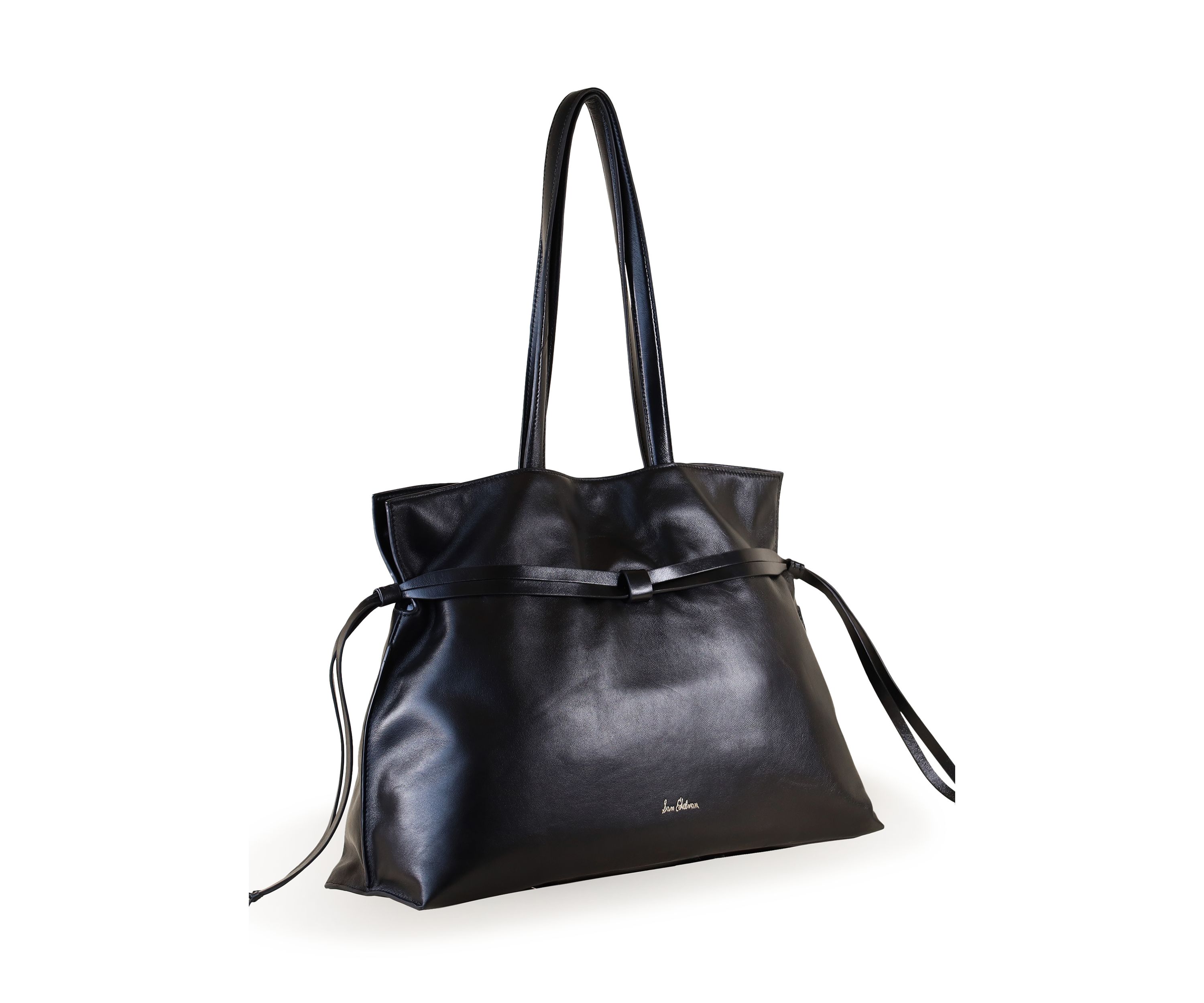 Poppy Large Drawsting Smooth Leather Tote Bag