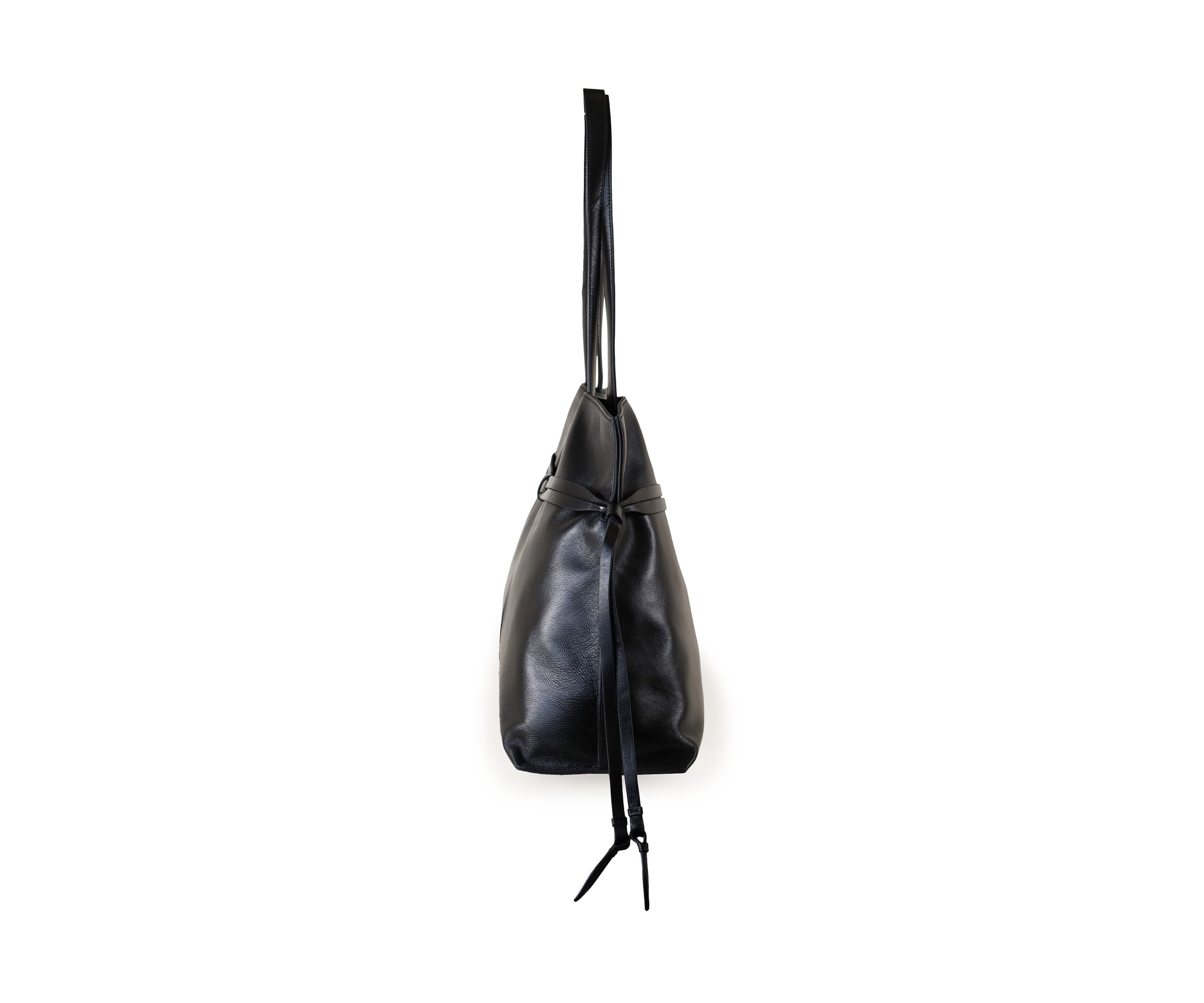 Poppy Large Drawsting Smooth Leather Tote Bag