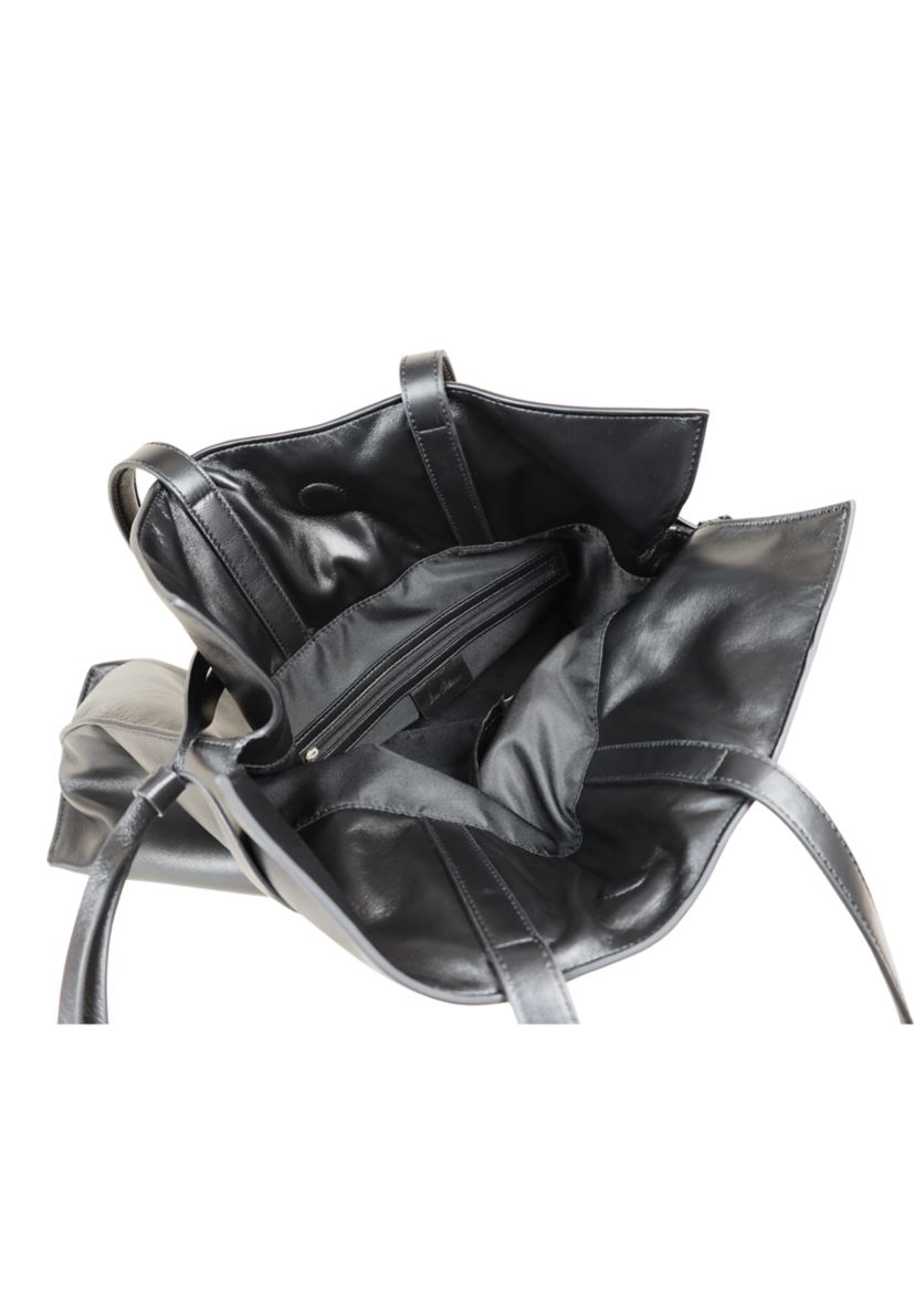 Poppy Large Drawsting Smooth Leather Tote Bag