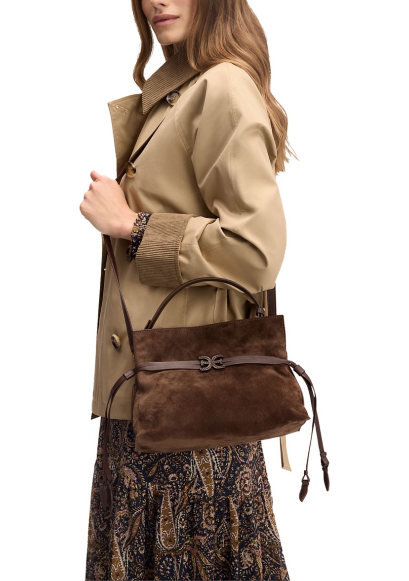  Poppy Small Crossbody Suede Tote Bag 