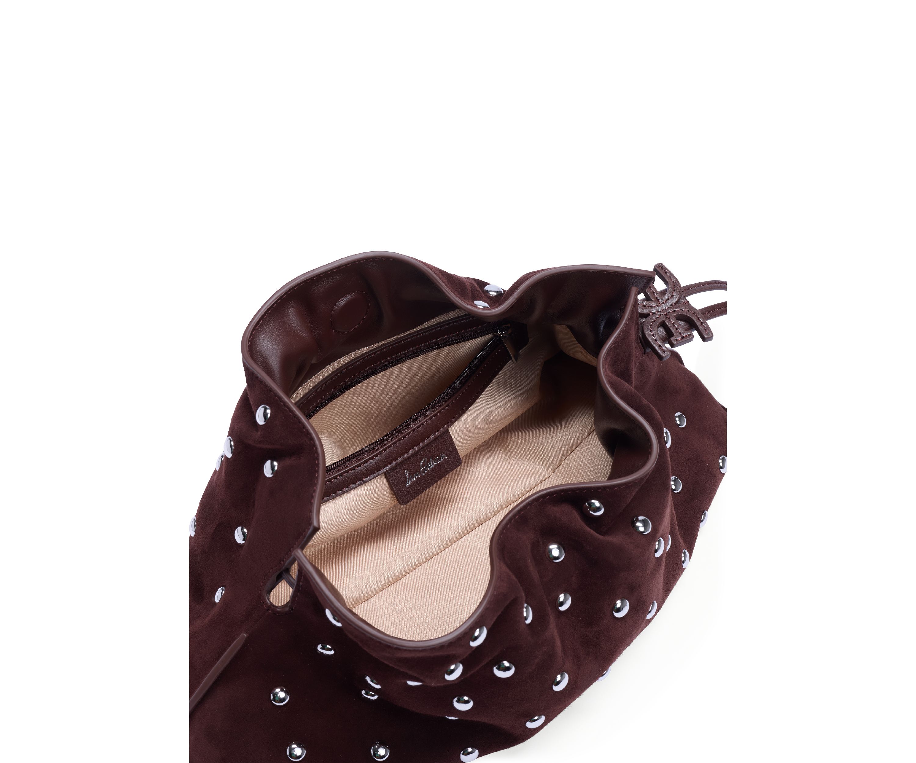 Poppy Oversized Drawstring Clutch - Studded Suede