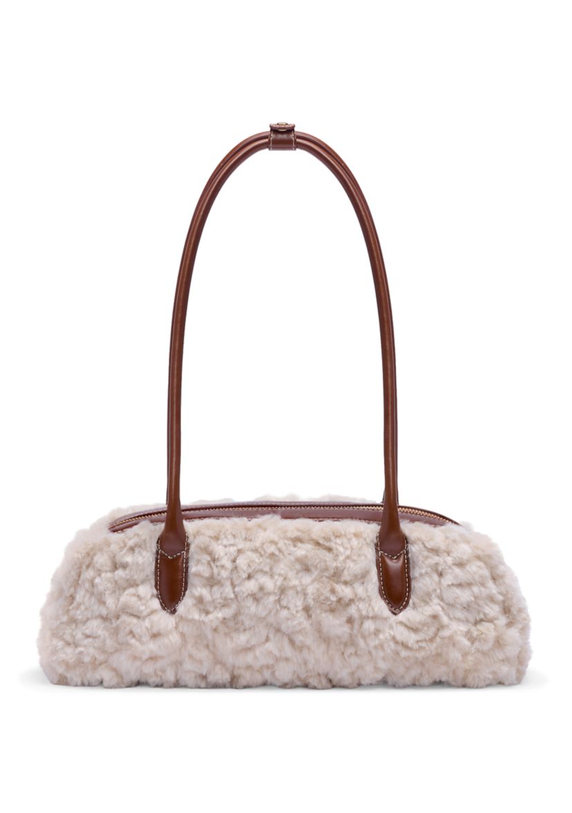  Nori Medium Bowler Suede Shearling Satchel