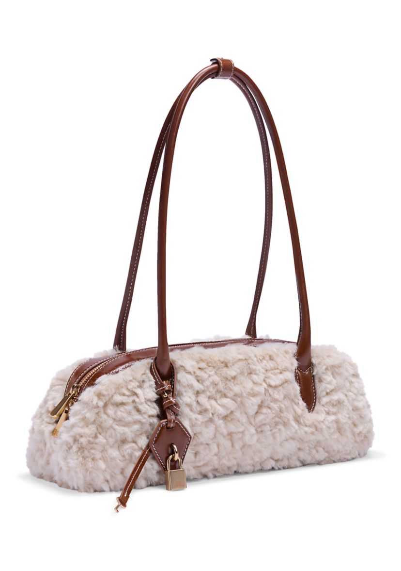  Nori Medium Bowler Suede Shearling Satchel