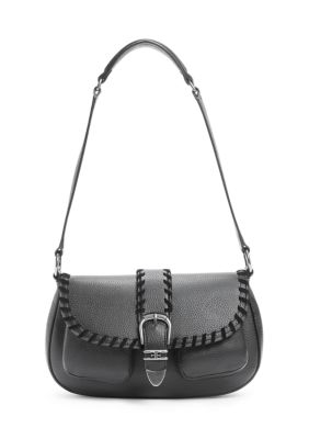 Sam Edelman Rue Medium Shoulder Bag in Pebble Leather, Black
