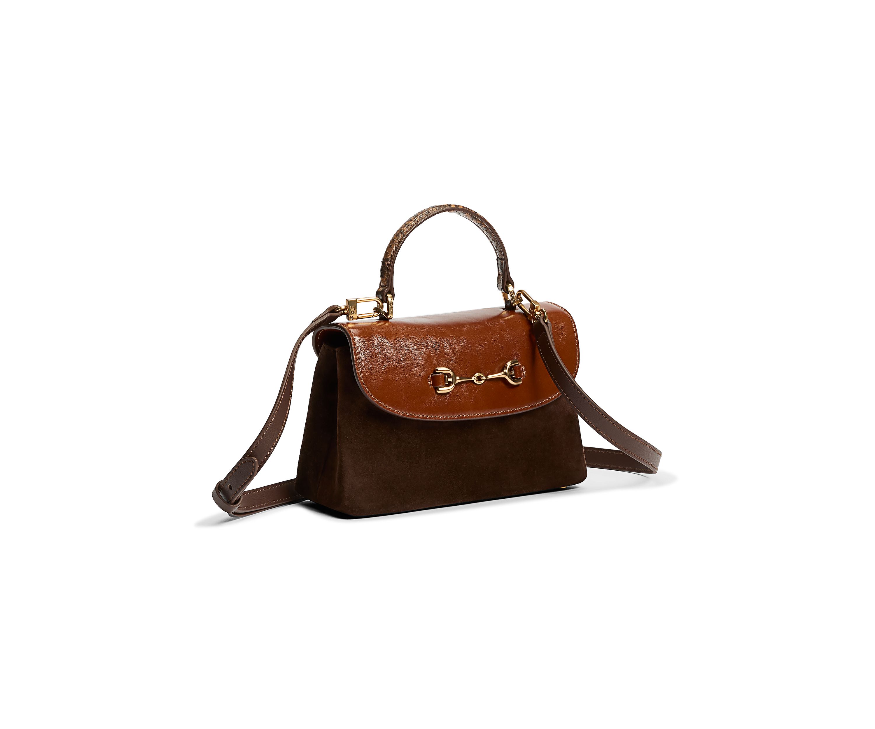 Loraine Mixed Brown Top Handle Crossbody