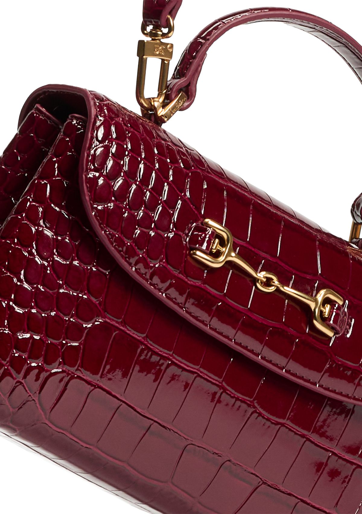 Loraine Bordeaux Crocodile Top Handle Crossbody Bag
