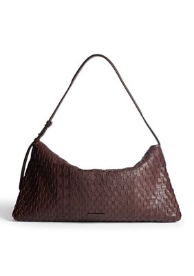 Sam Edelman Petty Basket Weave Leather Shoulder Bag, Dark Brown